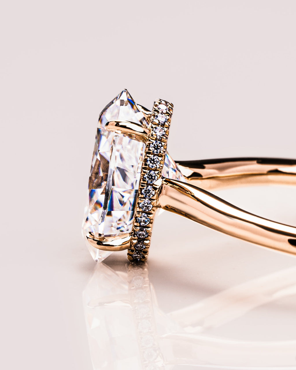 5.55 CT Oval CZ Diamond Hidden Halo Engagement Ring- Home Trial Set for Kim