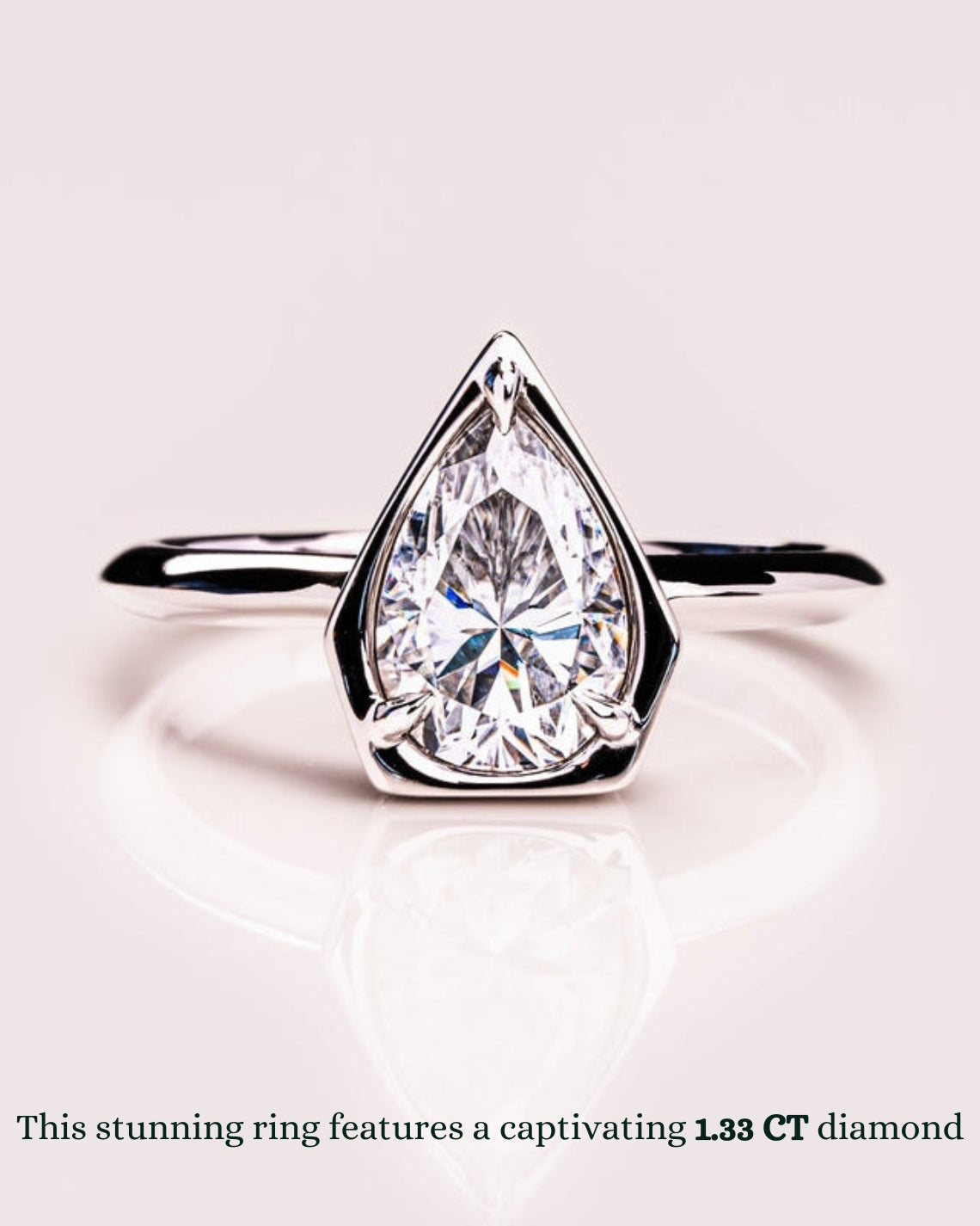 1.33 CT Pear F/VS2 CVD Diamond Solitaire Engagement Ring - Camila Brown