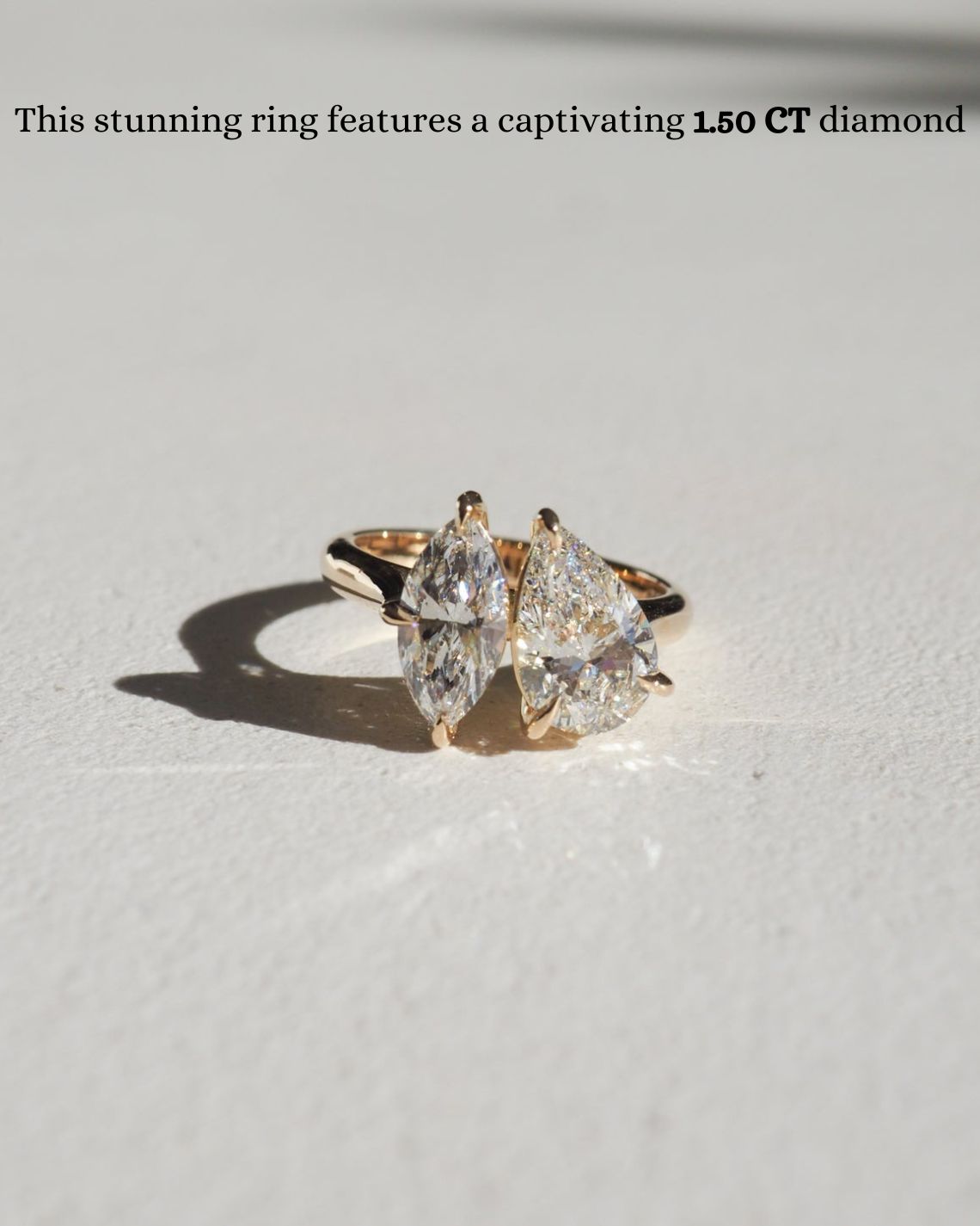 1.5 CT Pear & Marquise G/VS1 CVD Diamond Two Stone Engagement Ring - Camila Brown