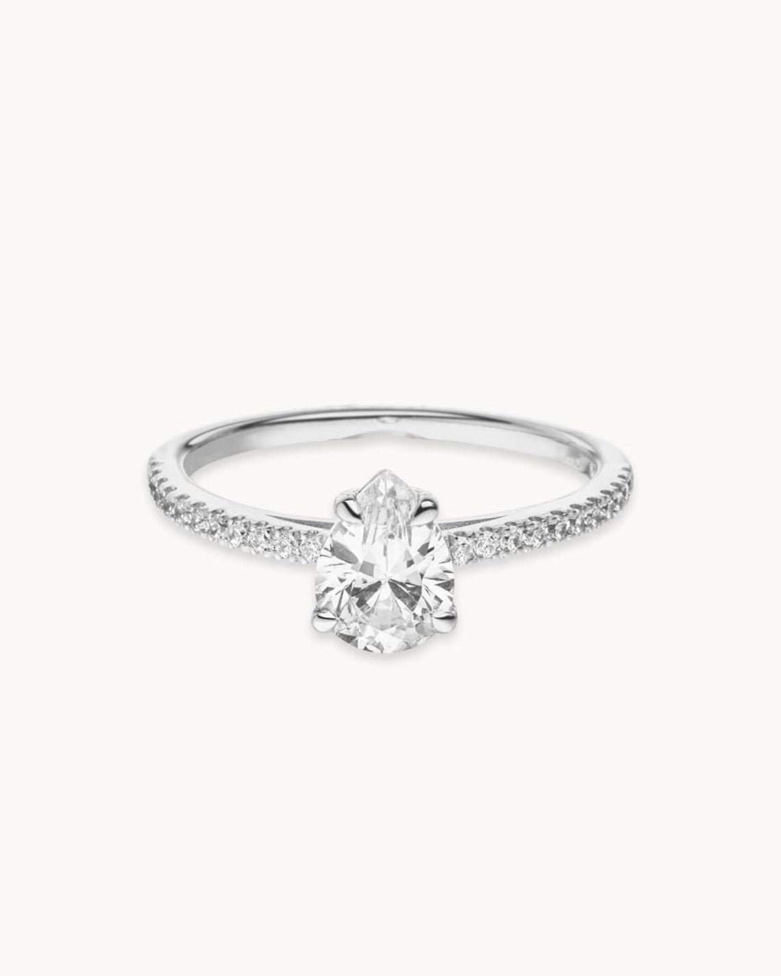 1.0 CT Pear Cut F/VS1 CVD Diamond Pave Setting Engagement Ring - Camila Brown