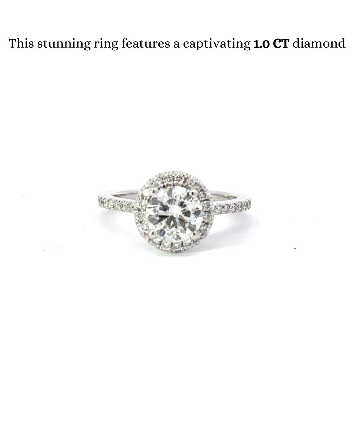 1.0 CT Round F/SI1 CVD Diamond Halo Pave Setting Engagement Ring - Camila Brown