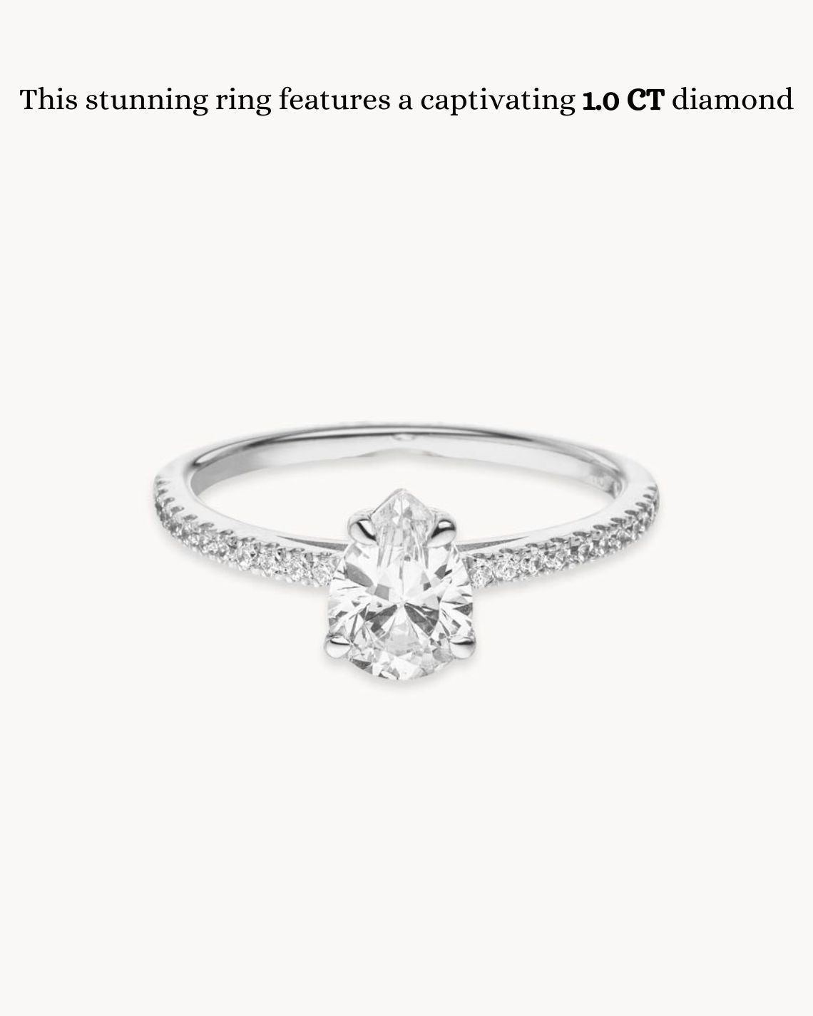 1.0 CT Pear Cut F/VS1 CVD Diamond Pave Setting Engagement Ring - Camila Brown