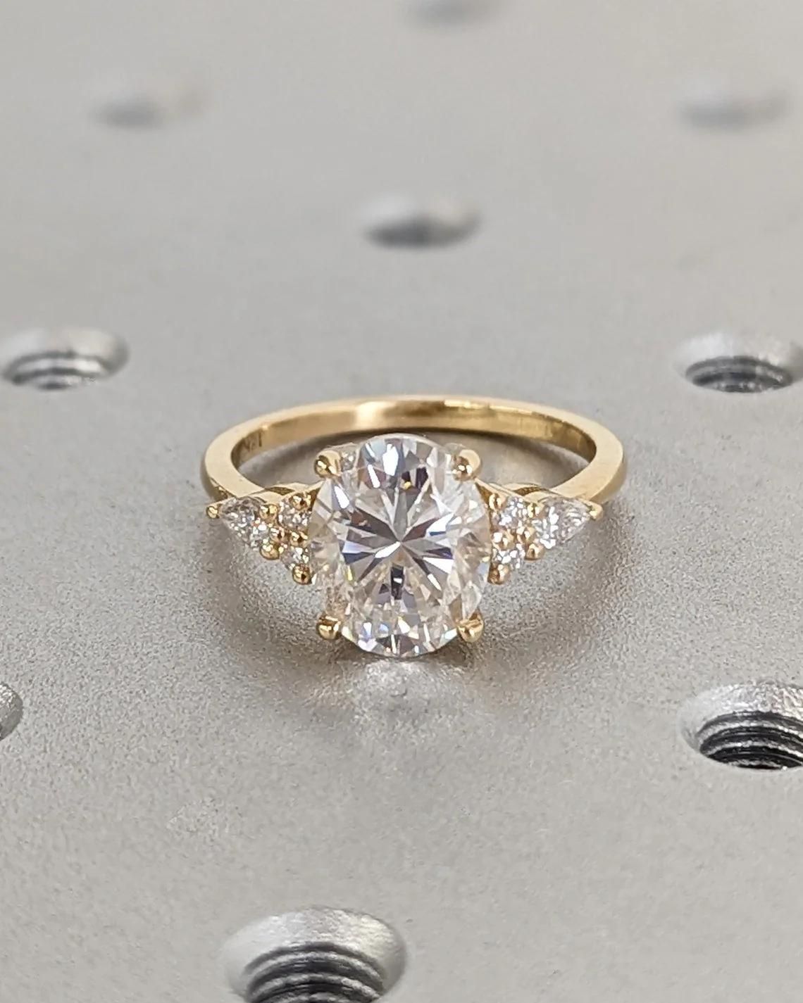 1.50-3.50CT Oval F/VS1 CVD Diamond Cluster Engagement Ring - Camila Brown