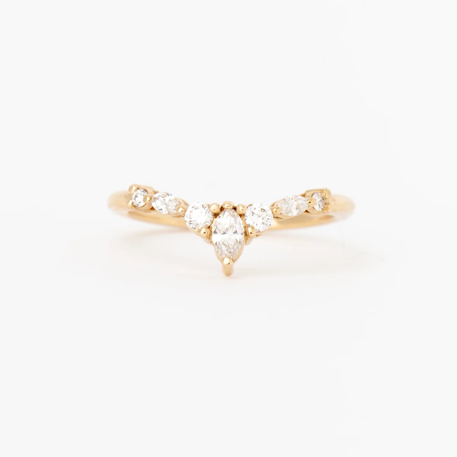0.4 TCW Marquise & Round CVD Diamond Curved Wedding Band