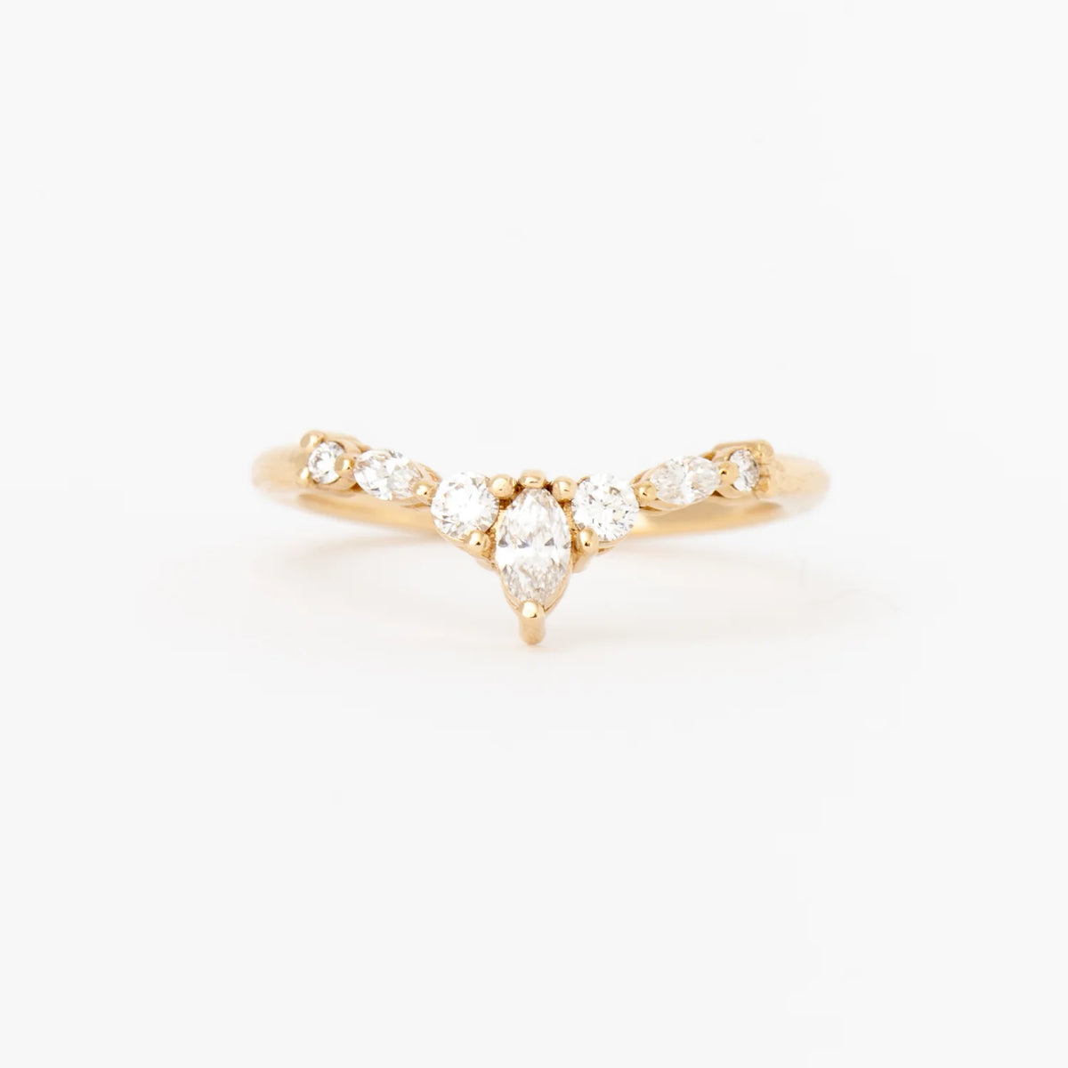 0.4 TCW Marquise & Round CVD Diamond Curved Wedding Band