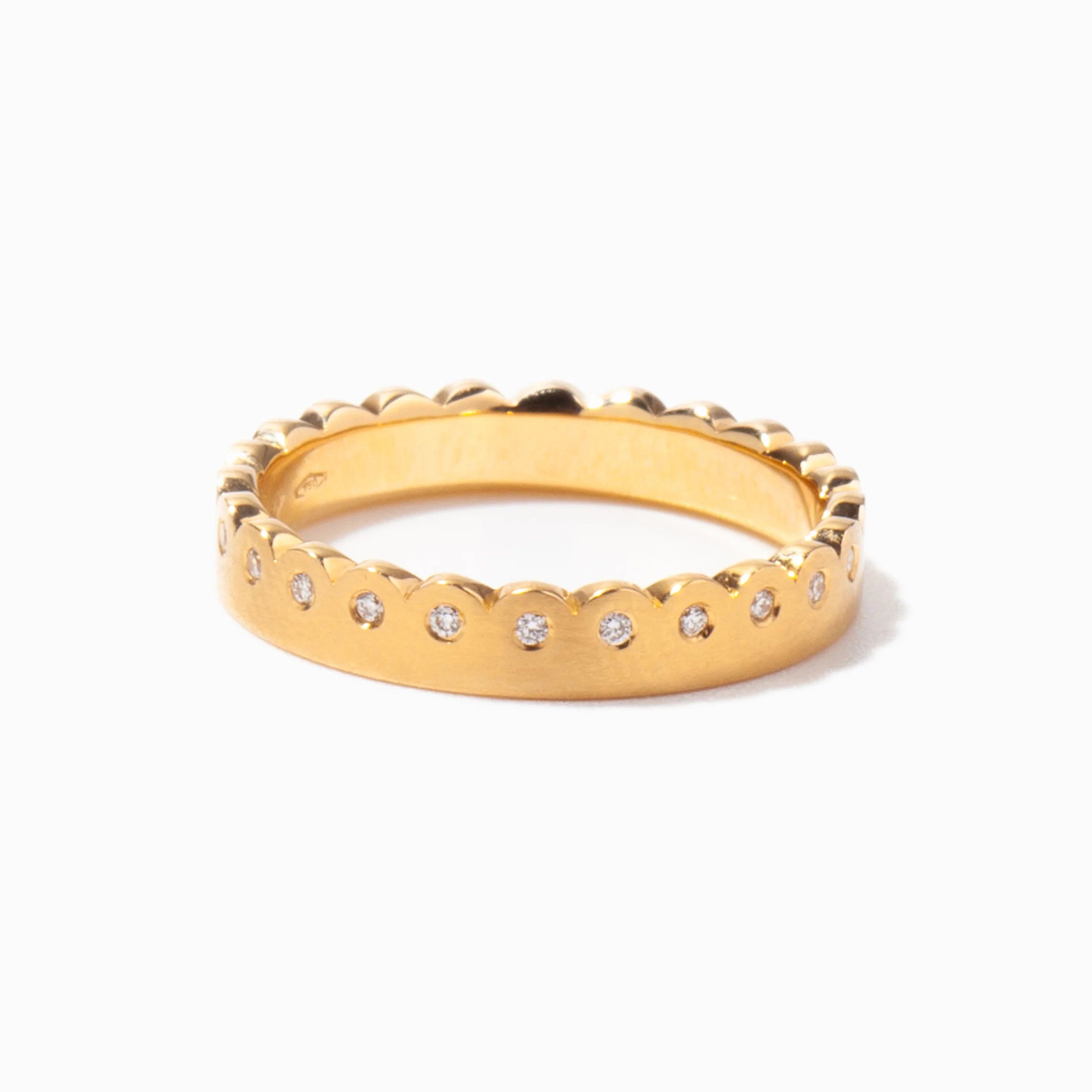0.12 TCW Round CVD Diamond scalloped Wedding Band