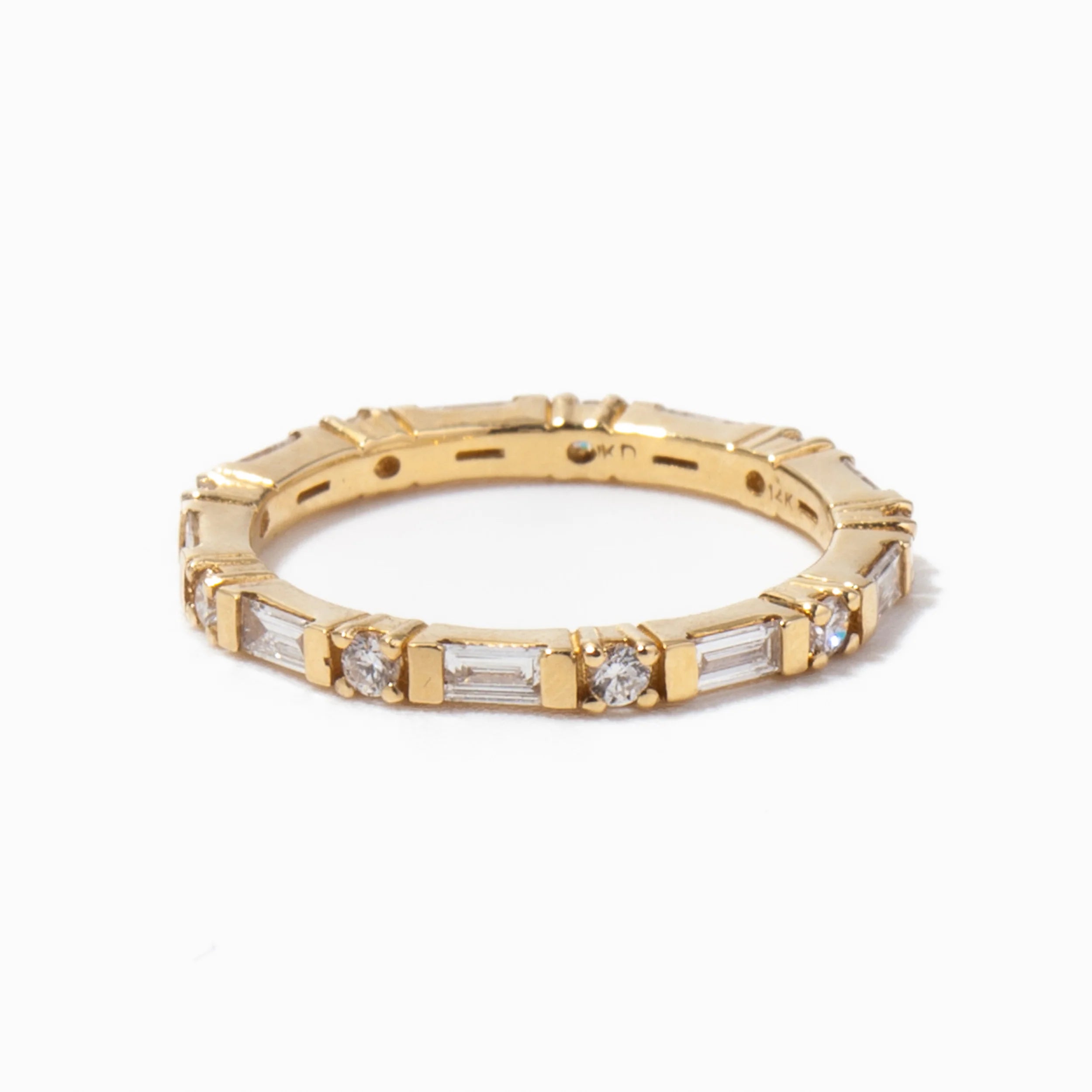 1.20 TCW Baguette And Round  CVD Diamond Eternity Wedding Band