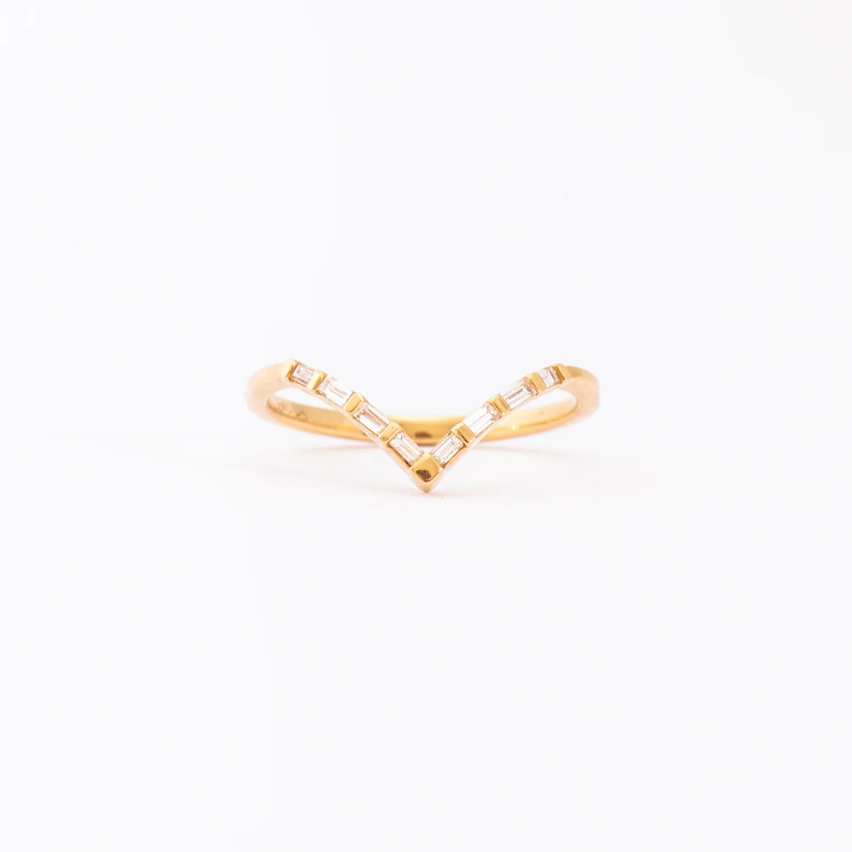 0.10 TCW Baguette CVD Diamond Curved Wedding Band