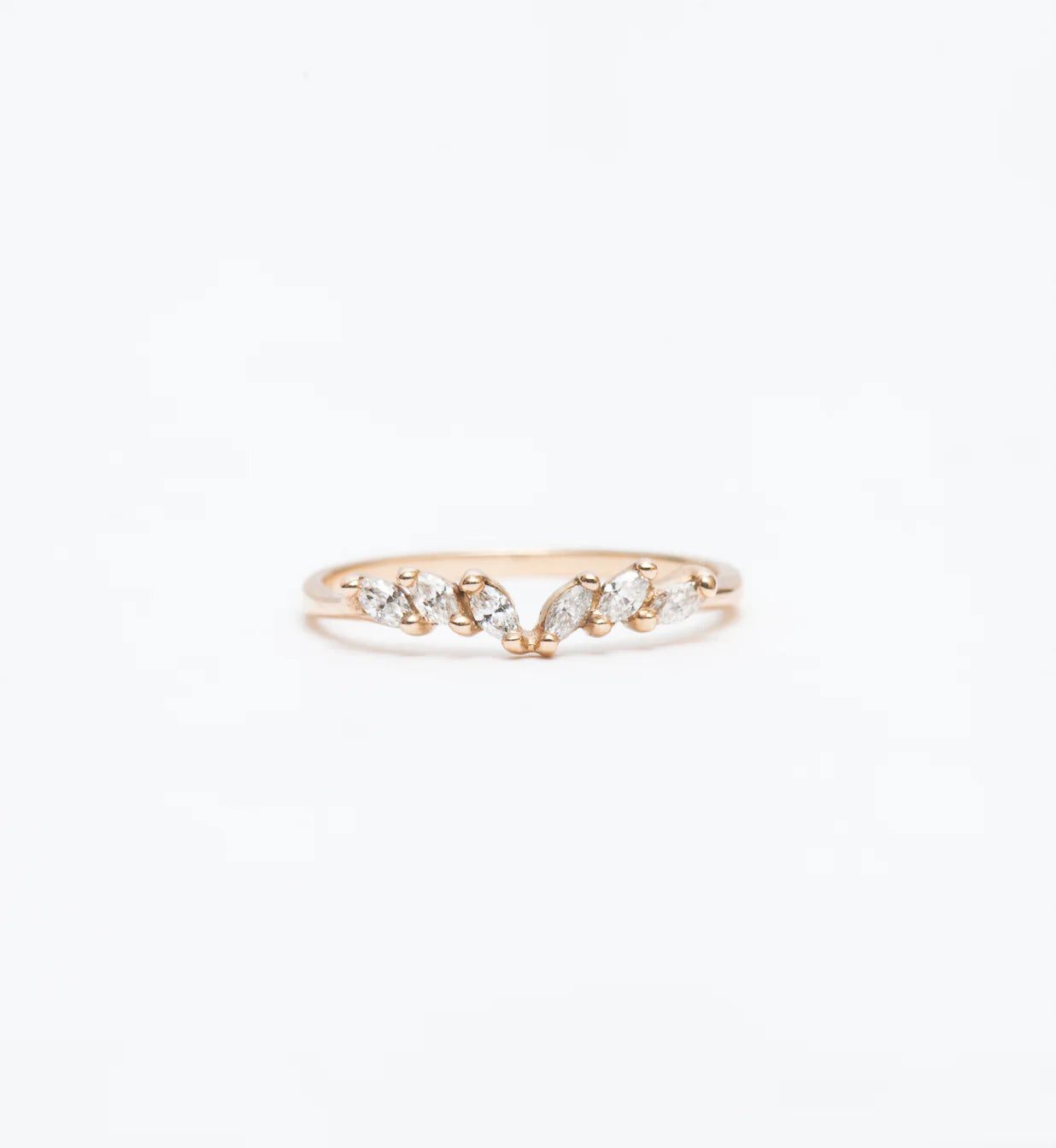 0.21 TCW Marquise CVD Diamond Curved Wedding Band