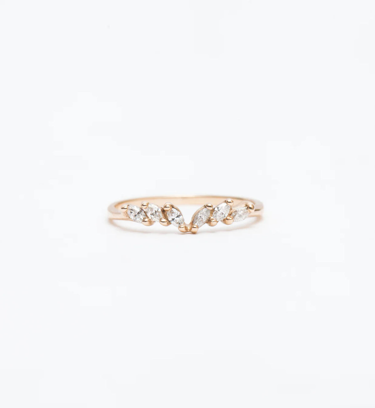 0.21 TCW Marquise CVD Diamond Curved Wedding Band