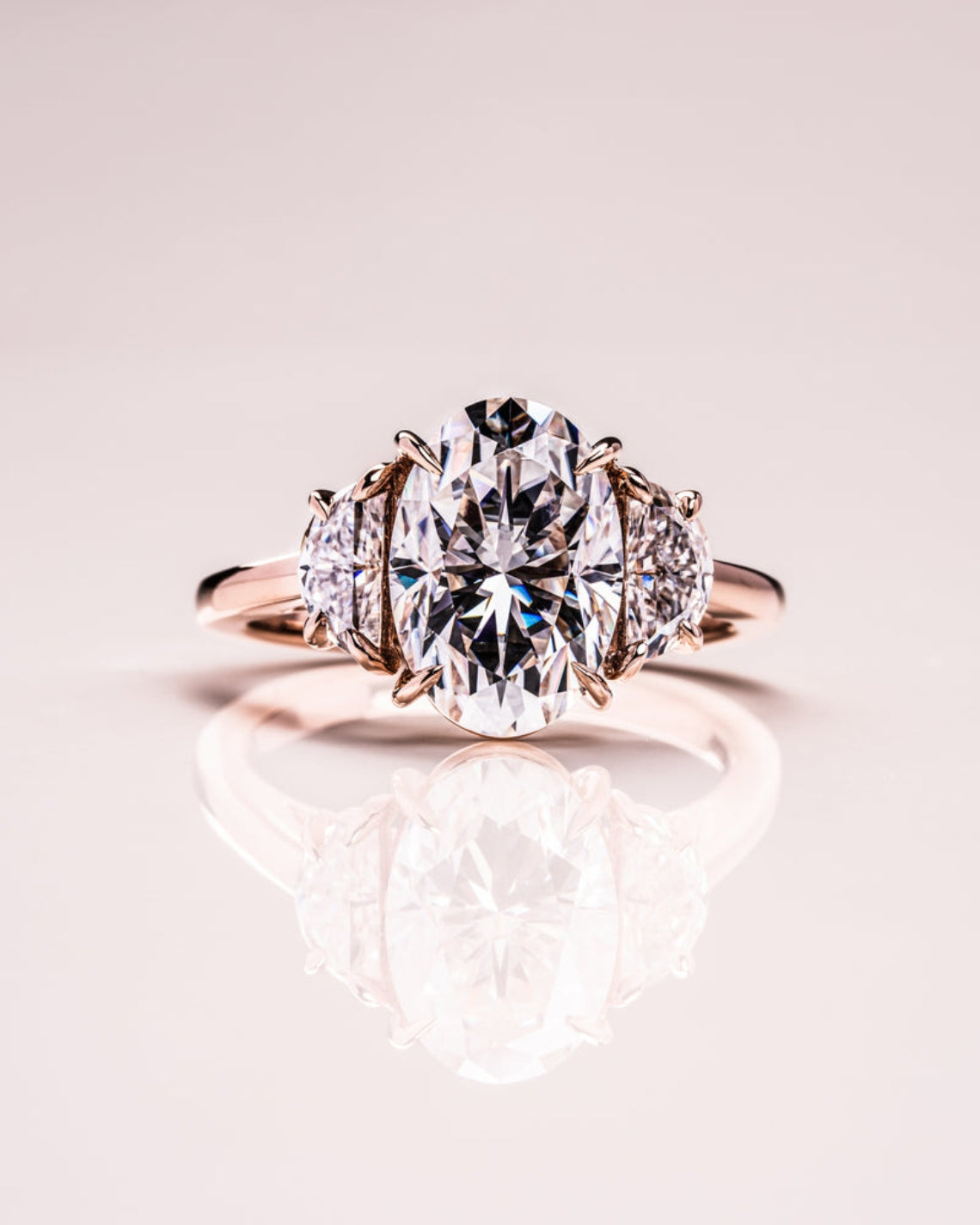1.0 - 3.0 CT Oval F/VS2 CVD Diamond Three Stones Engagement Ring - Camila Brown