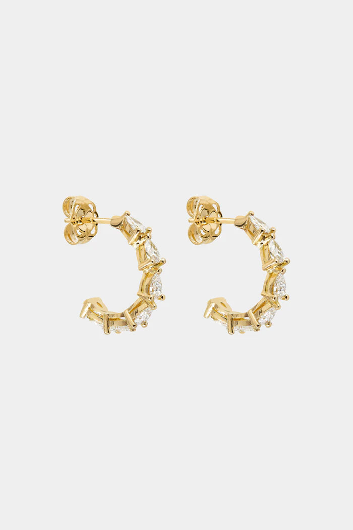 0.30 TCW Mini Pear Cut Moissanite Diamond Hoops Earrings