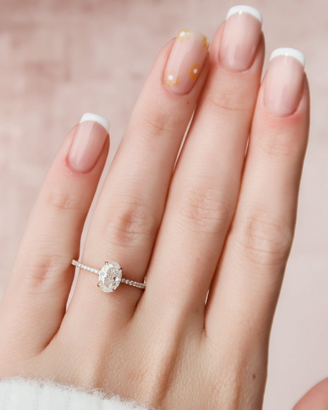 2.0 -4.0 CT Oval Cut Lab Grown Diamond Hidden Halo & Pave Engagement Ring