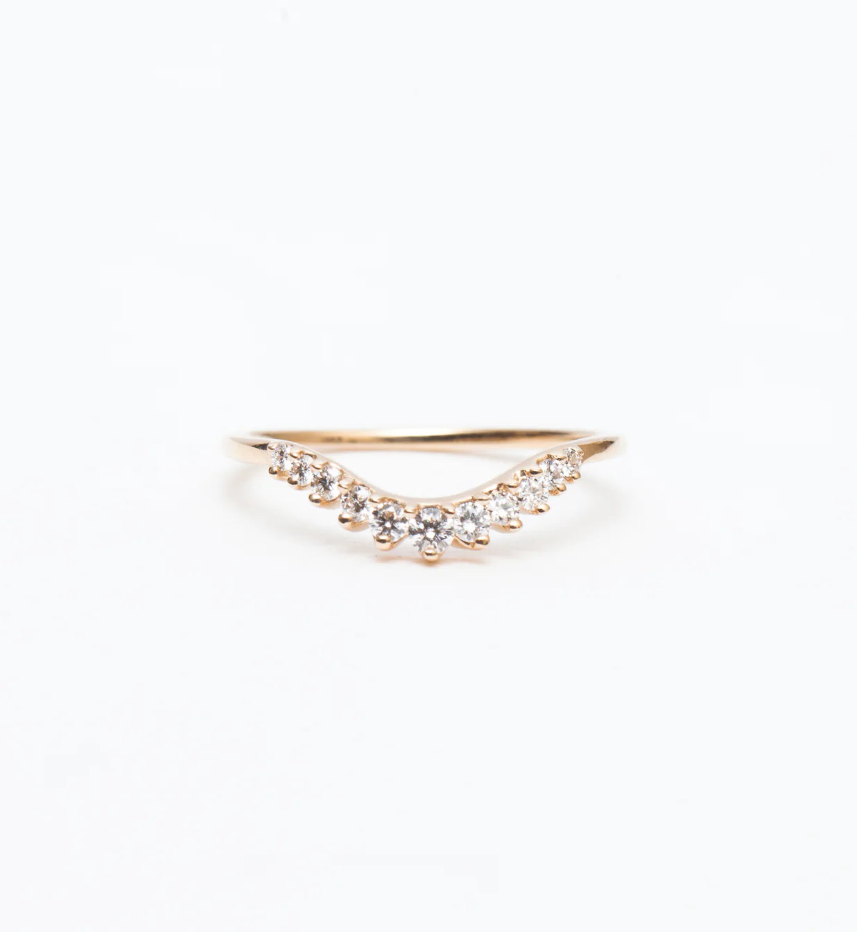 0.20 TCW Round CVD Diamond Curved Wedding Band