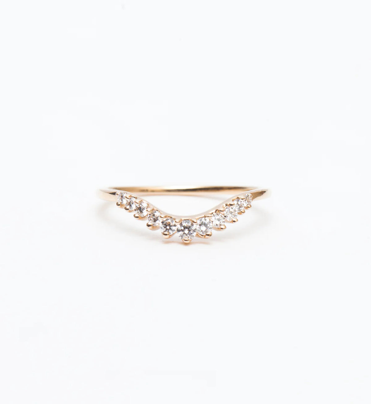 0.20 TCW Round CVD Diamond Curved Wedding Band
