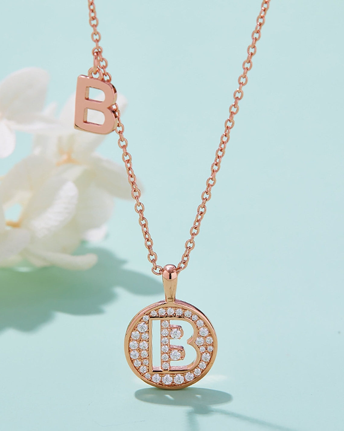 Customized "B" Letter Moissanite Diamond Necklace - Camila Brown