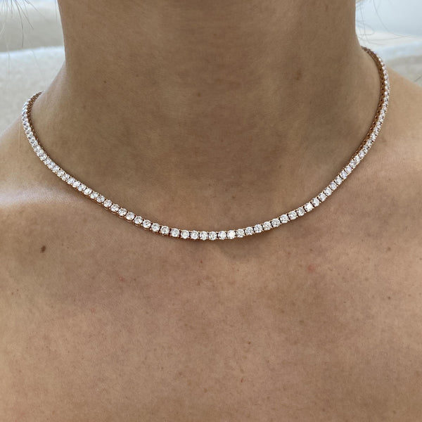 Round Lab Grown Diamond Tennis Necklace