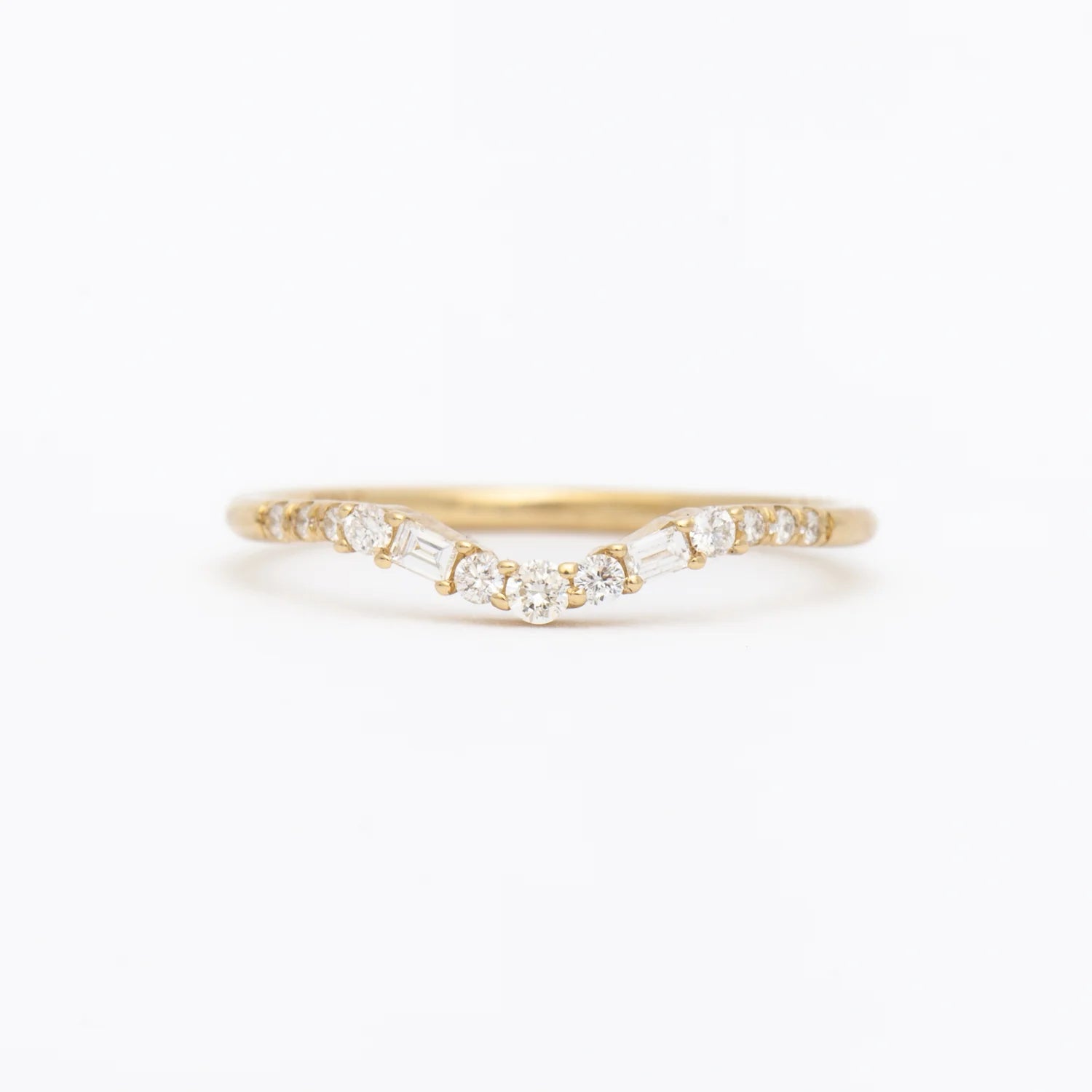 0.40 TCW Round CVD Diamond Curved Wedding Band