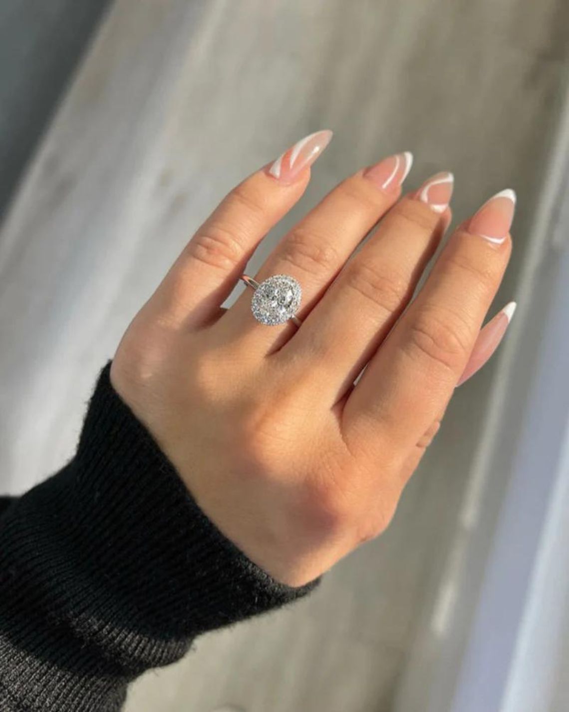 1.25 CT Oval F/VS2CVD Diamond Halo Engagement Ring - Camila Brown