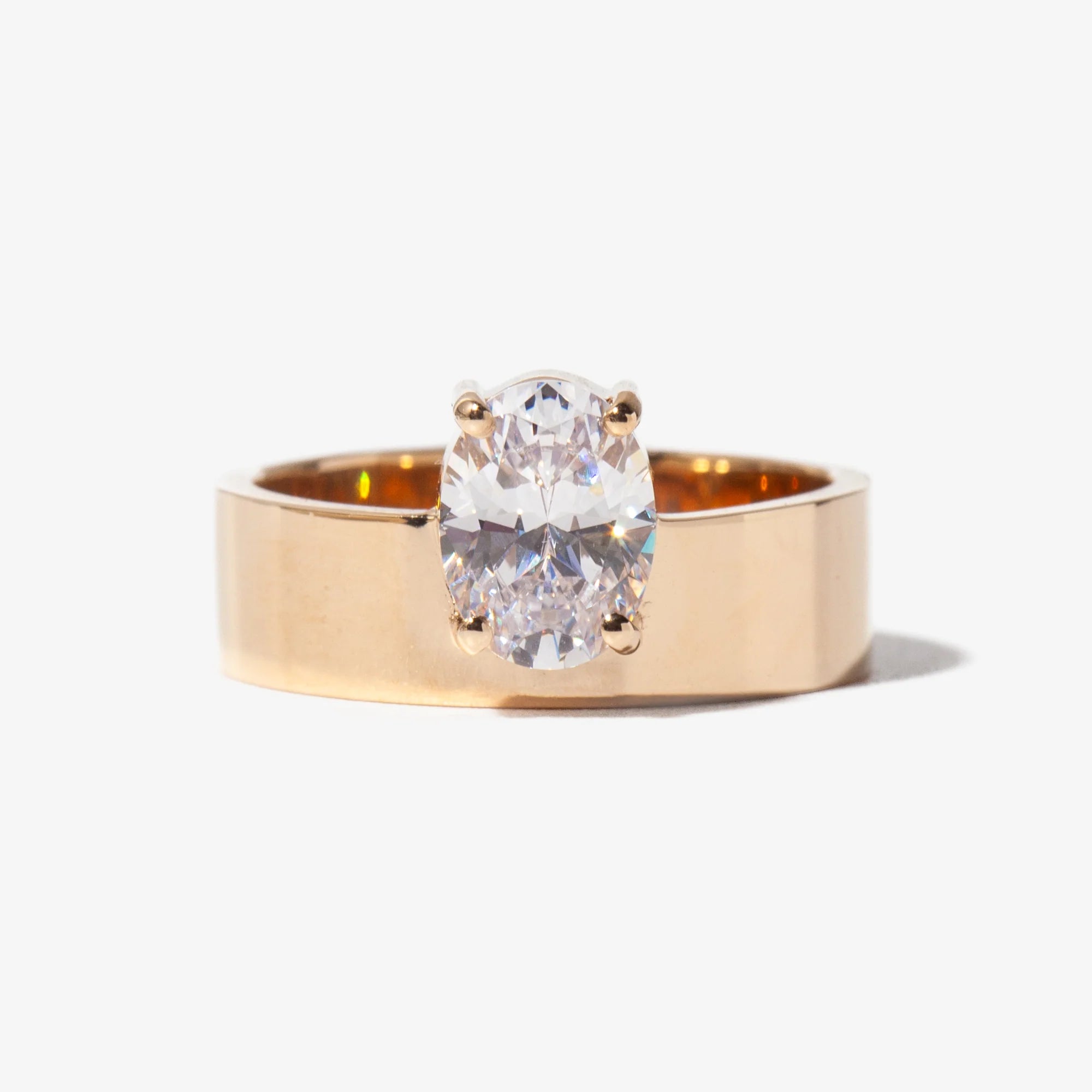 1.0 -3.0 CT Oval CVD Diamond Bezel Solitaire Engagement Ring