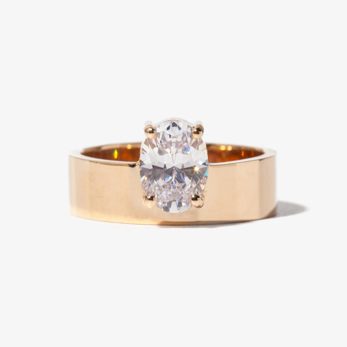 1.0 -3.0 CT Oval Lab Grown Diamond Bezel Solitaire Engagement Ring