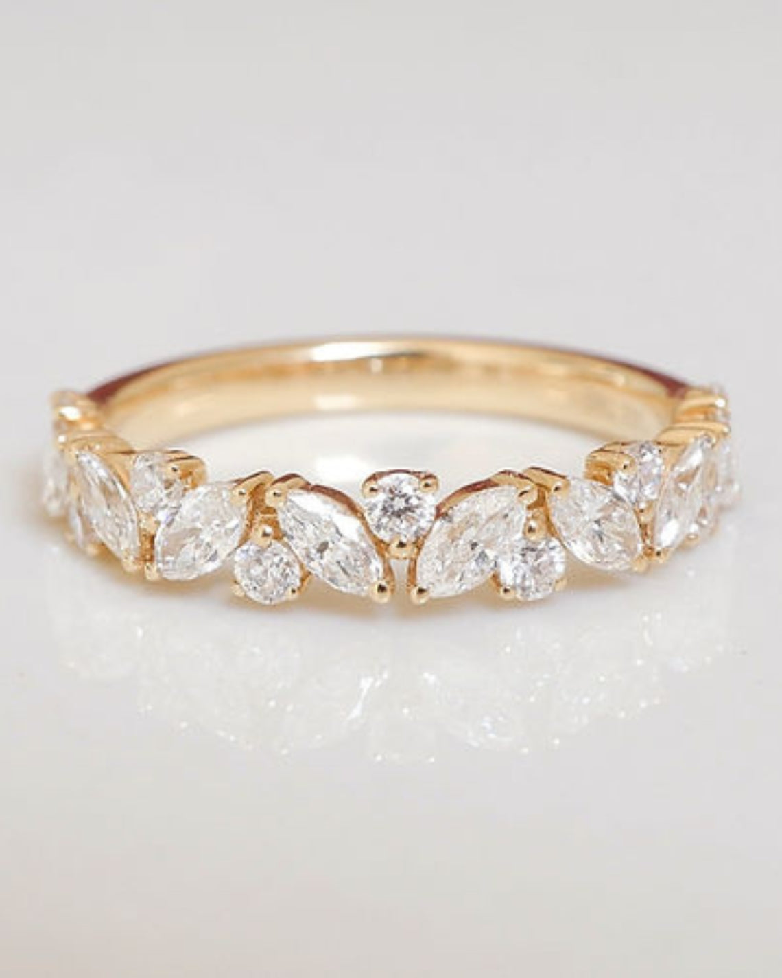 0.81 TCW Round & Marquise CVD Diamond Cluster Wedding Band - Camila Brown