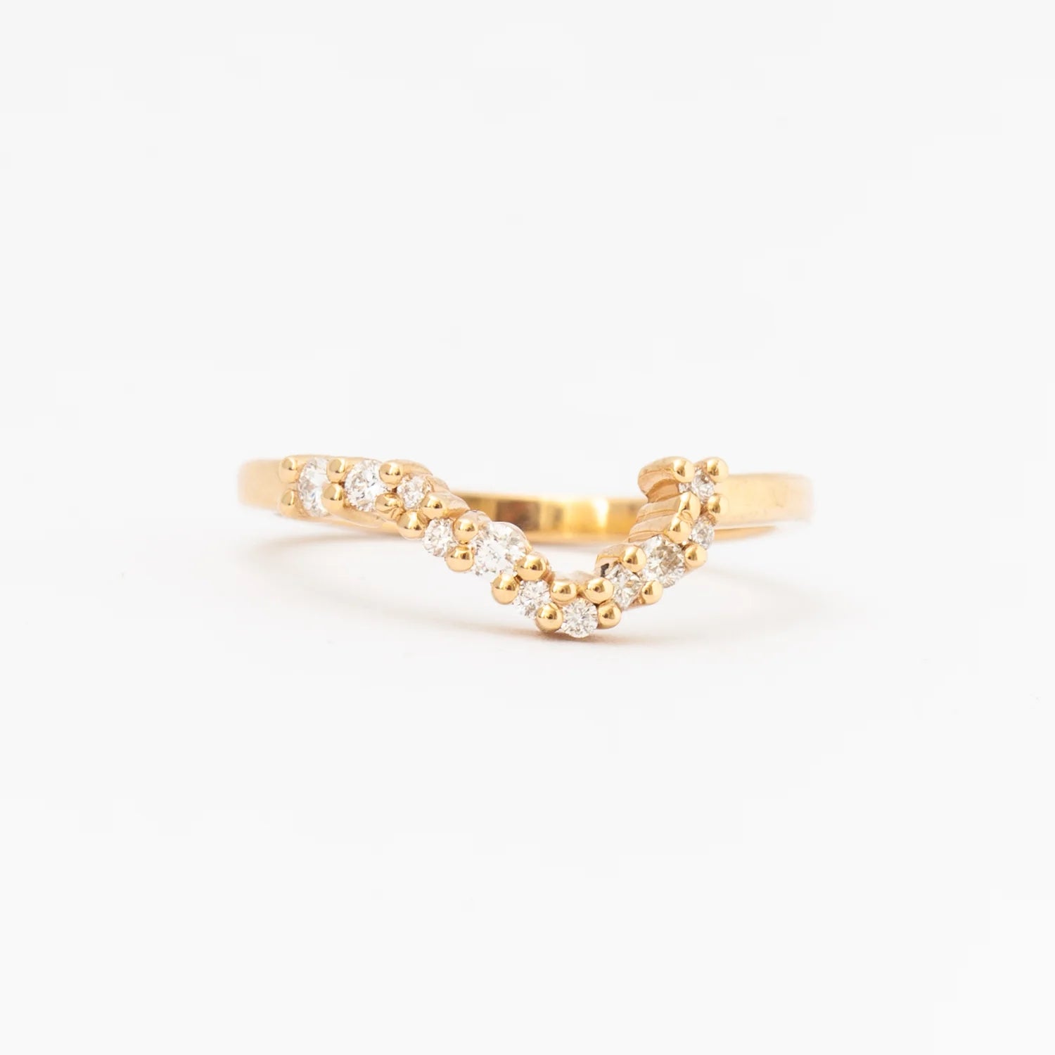 0.17 TCW Round CVD Diamond Curved Wedding Band