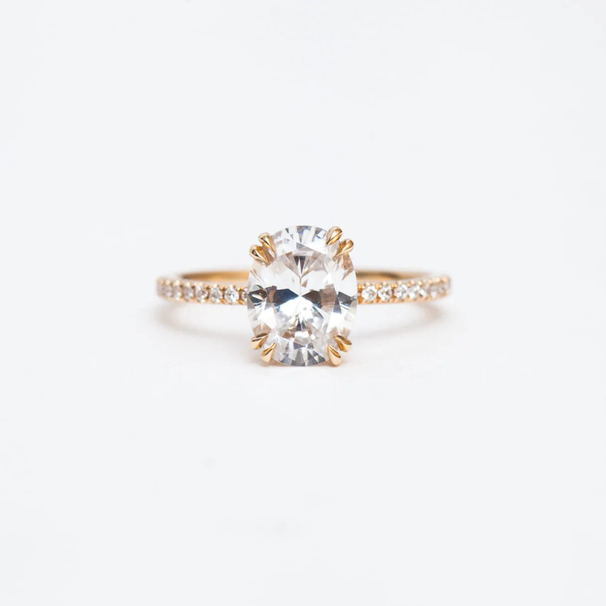 1.75-3.75 CT Oval CVD Diamond Pave Engagement Ring