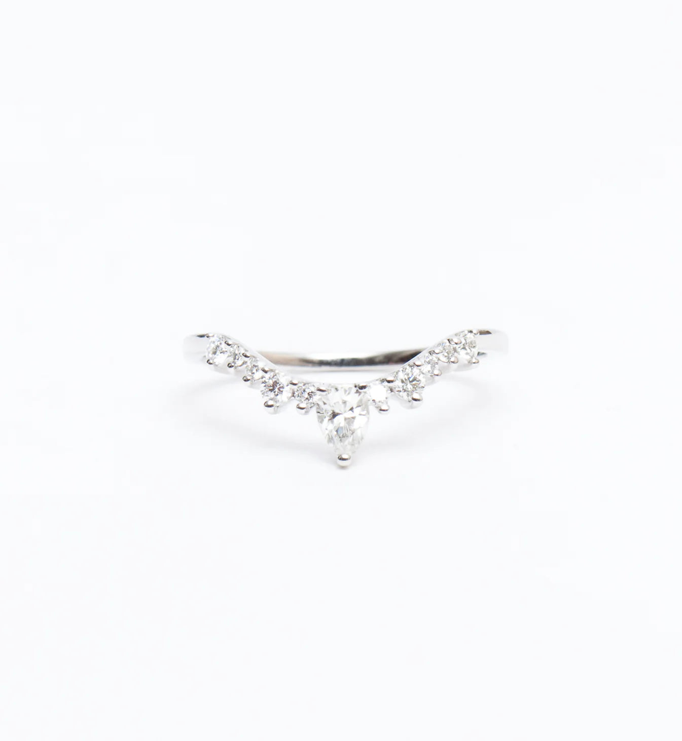 0.27 TCW Pear & Round CVD Diamond Curved Wedding Band