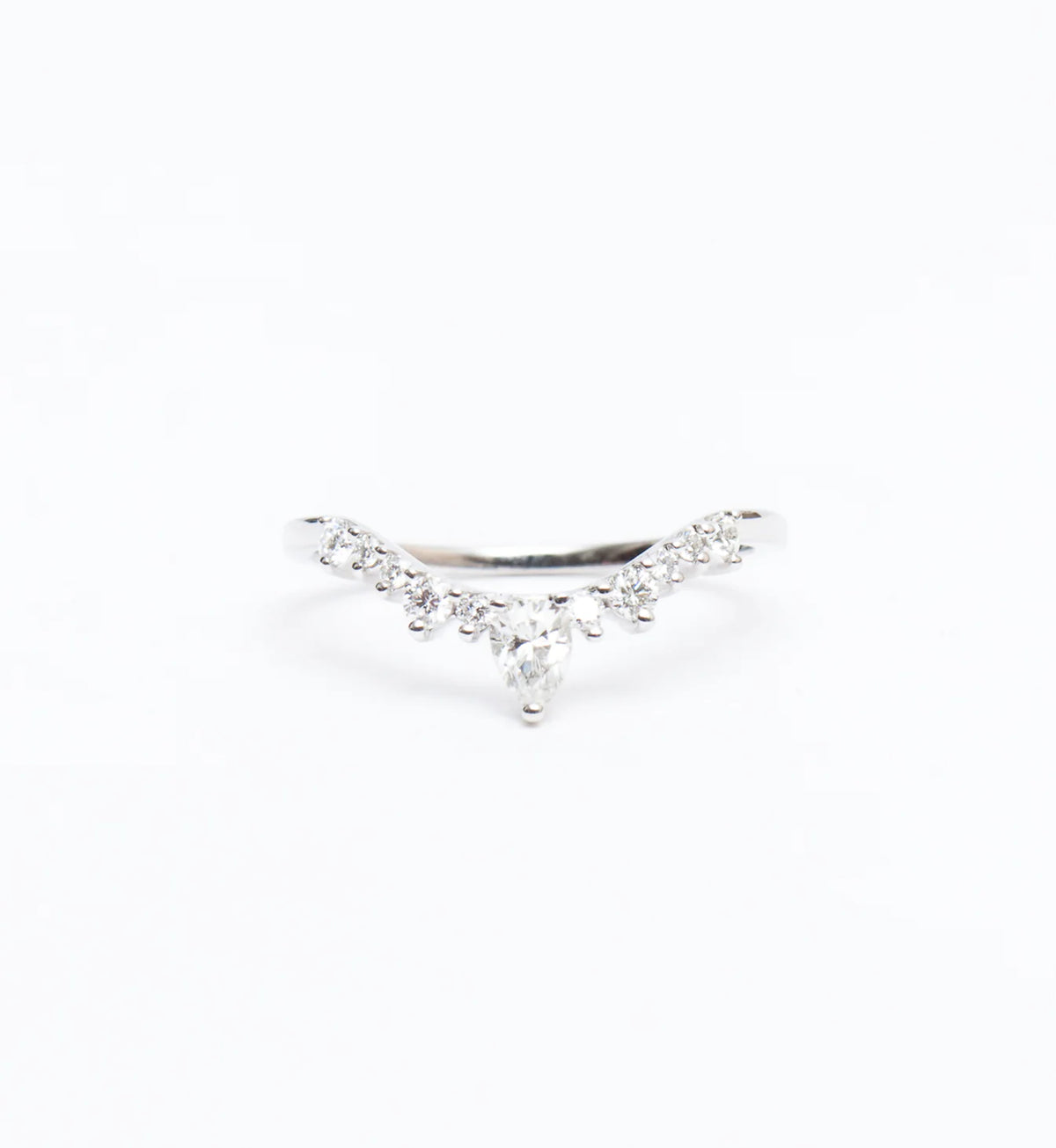 0.27 TCW Pear & Round CVD Diamond Curved Wedding Band