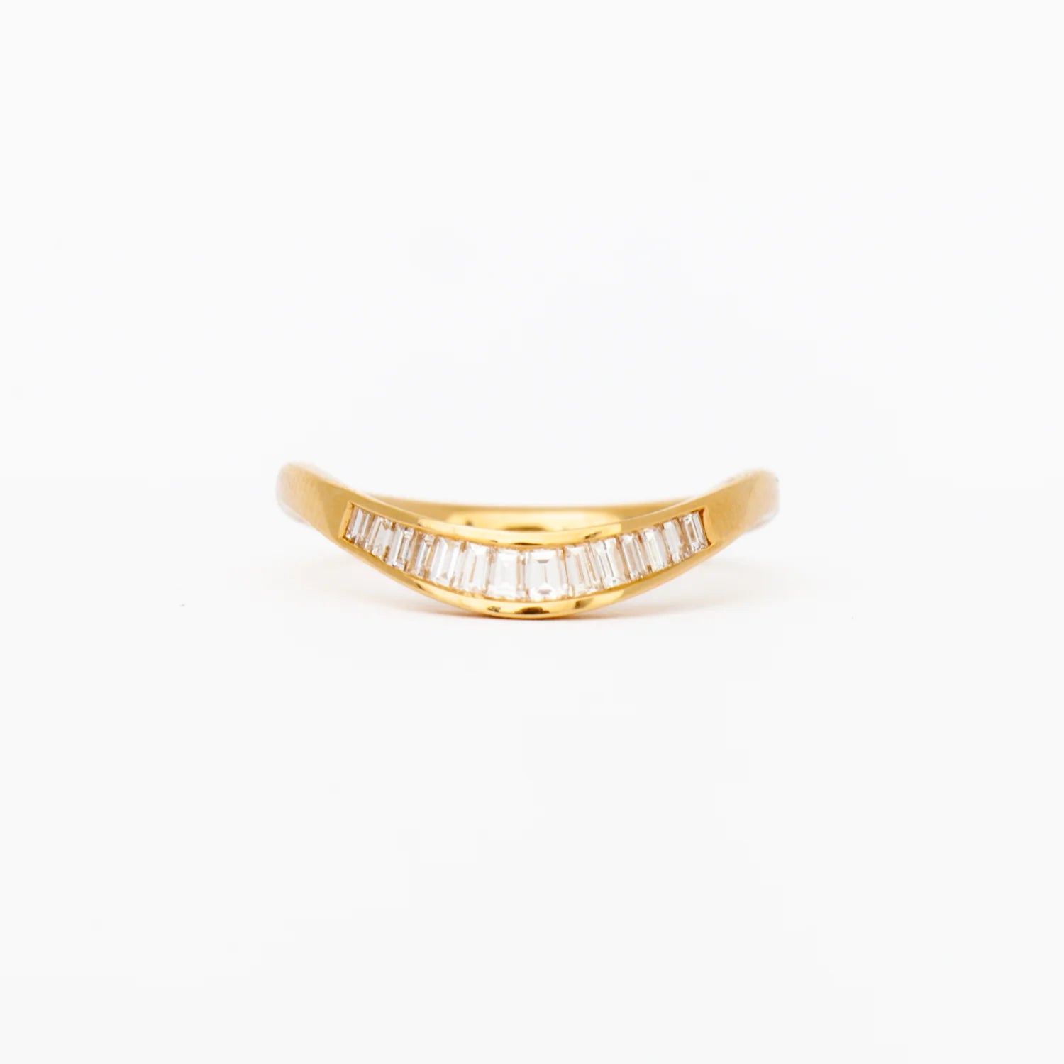 0.2 TCW Baguette CVD Diamond Curved Wedding Band