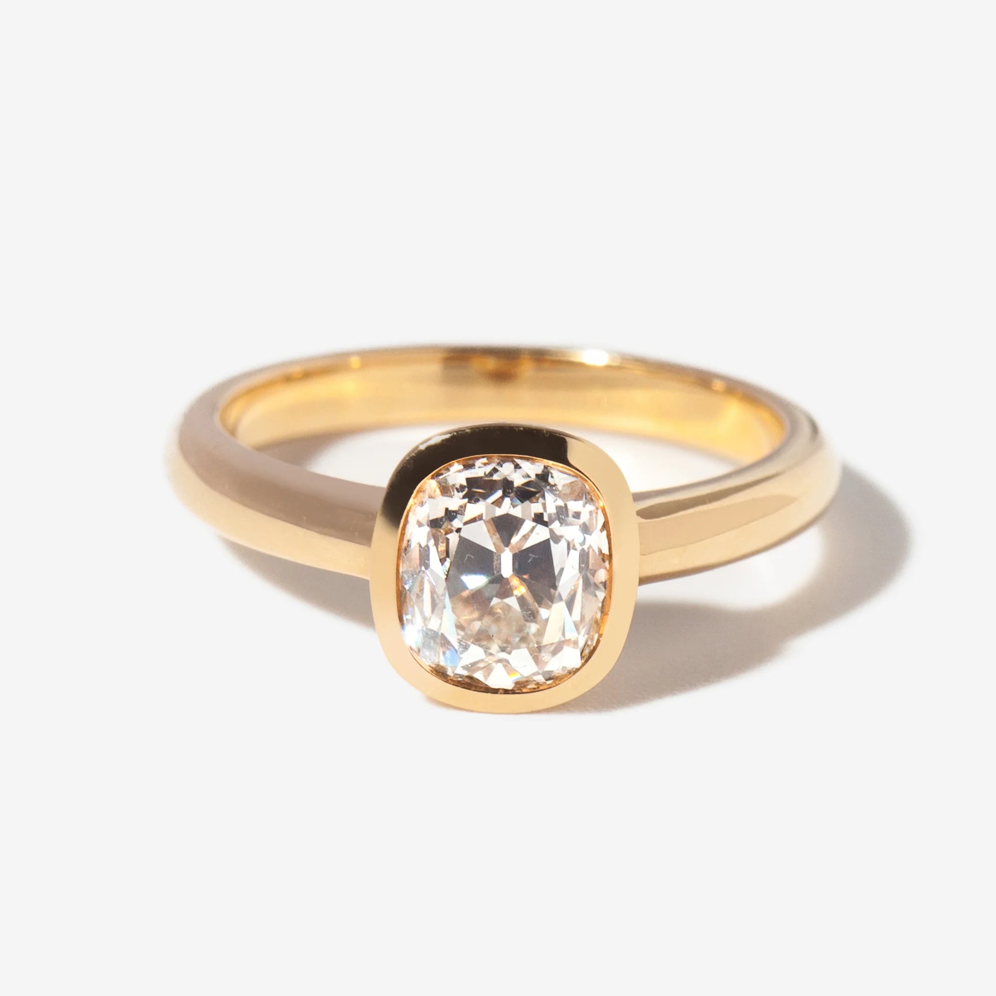 1.68-3.68 CT Cushion CVD Diamond Bezel Solitaire Engagement Ring
