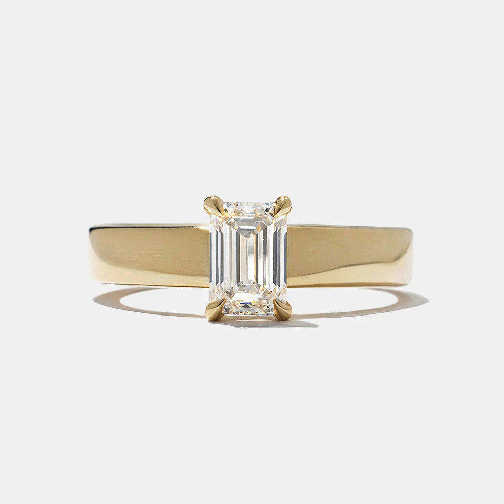 0.75 -2.50 CT Emerald CVD Diamond Solitaire Engagement Ring