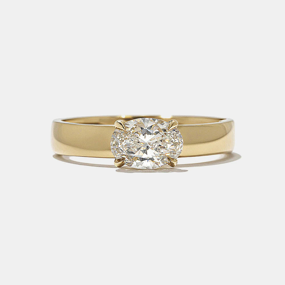 0.75 -2.50 CT East west Oval Lab Grown Diamond Solitaire Engagement Ring