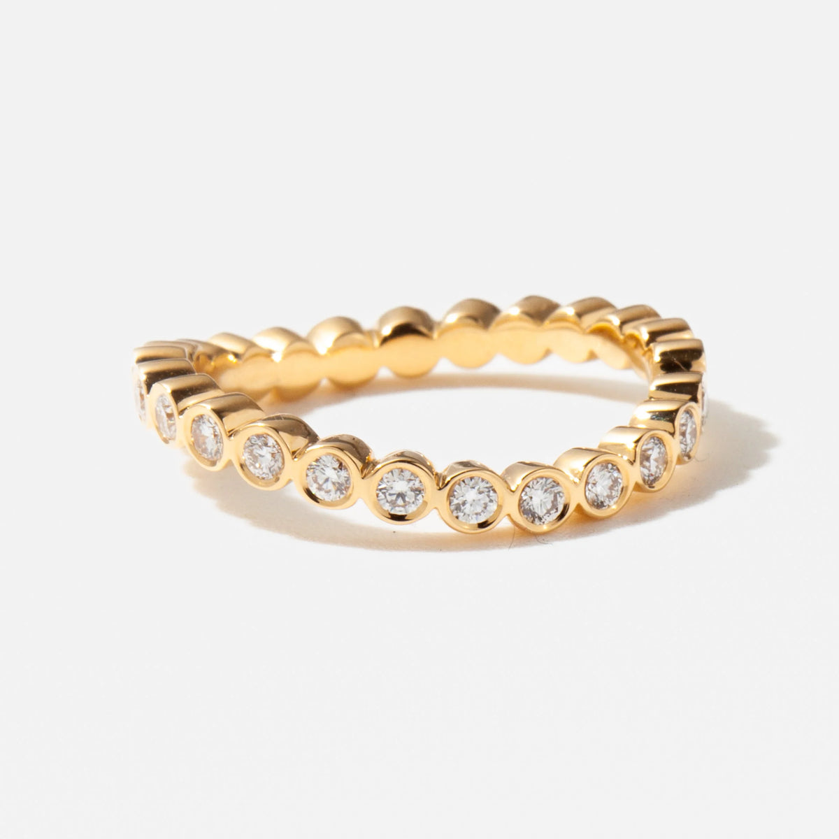 1.0 TCW Round CVD Diamond Bezel Curved Wedding Band