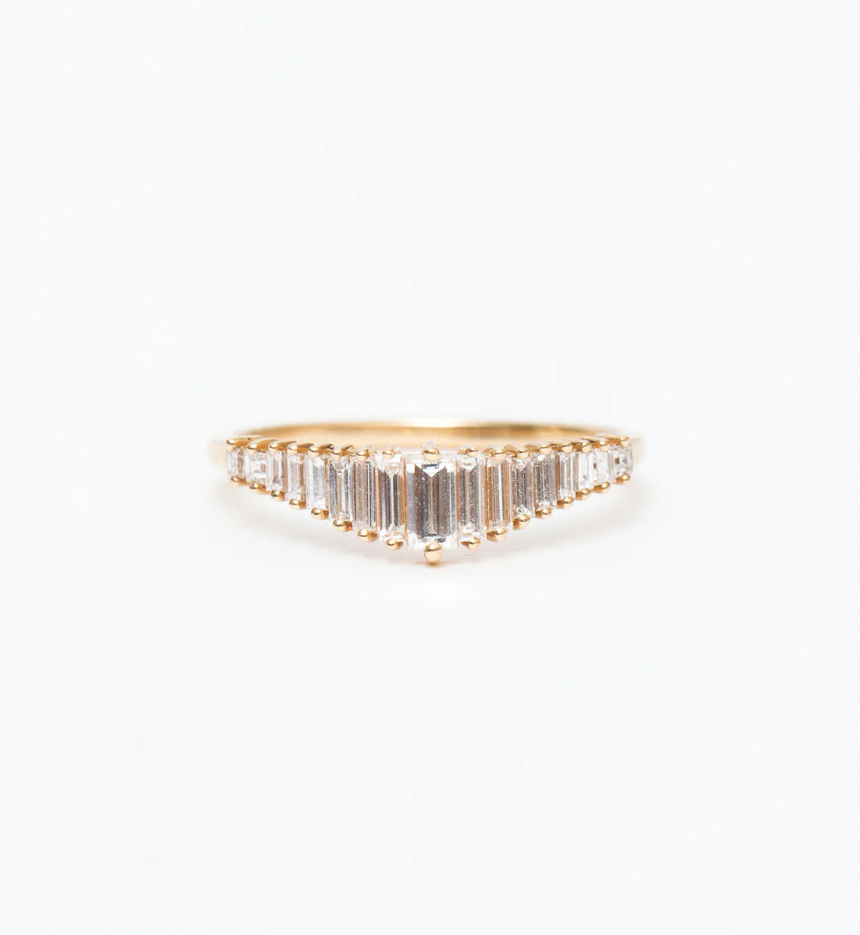 0.42 TCW Baguette CVD Diamond Curved Wedding Band