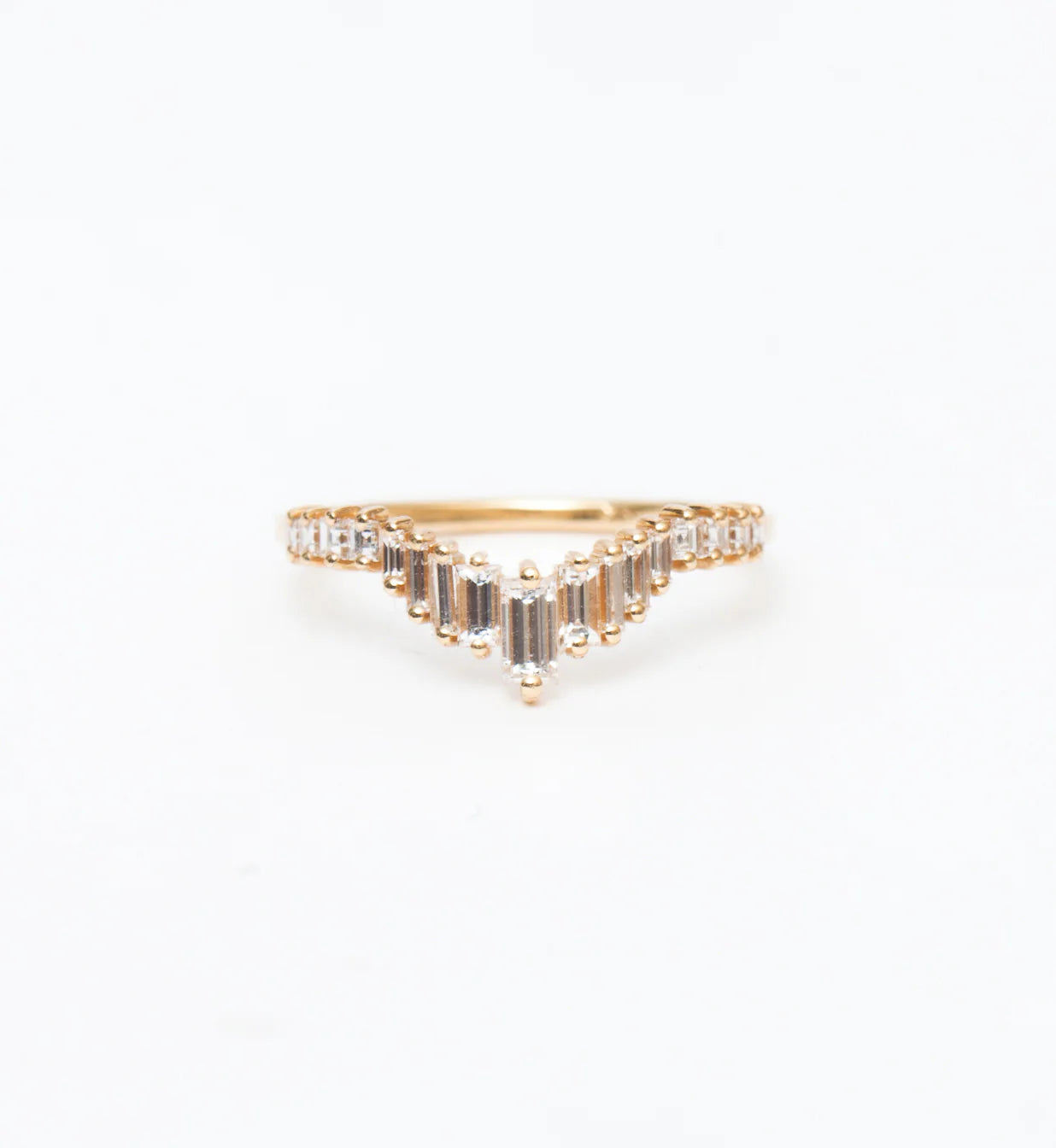 0.36 TCW Baguette CVD Diamond Curved Wedding Band