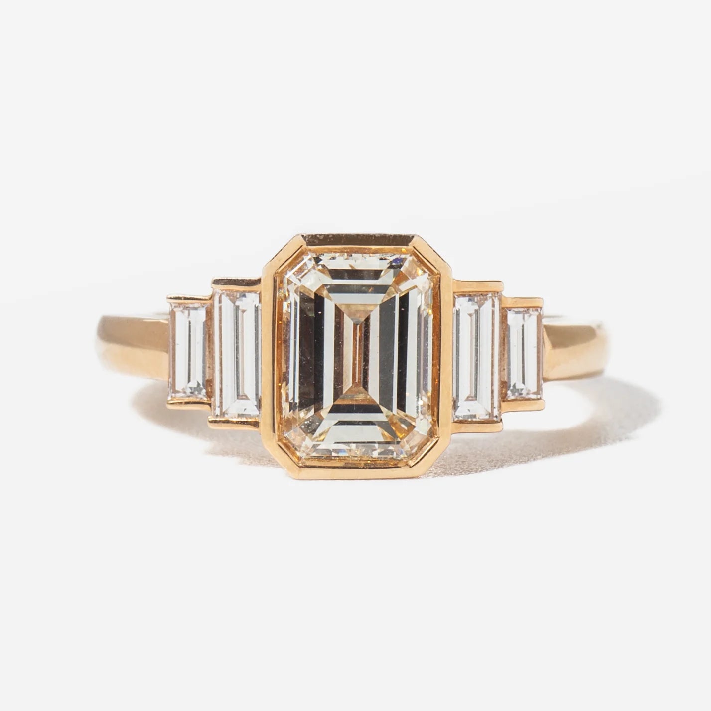 1.56-3.56 CT Emerald CVD Diamond Five Stone Engagement Ring
