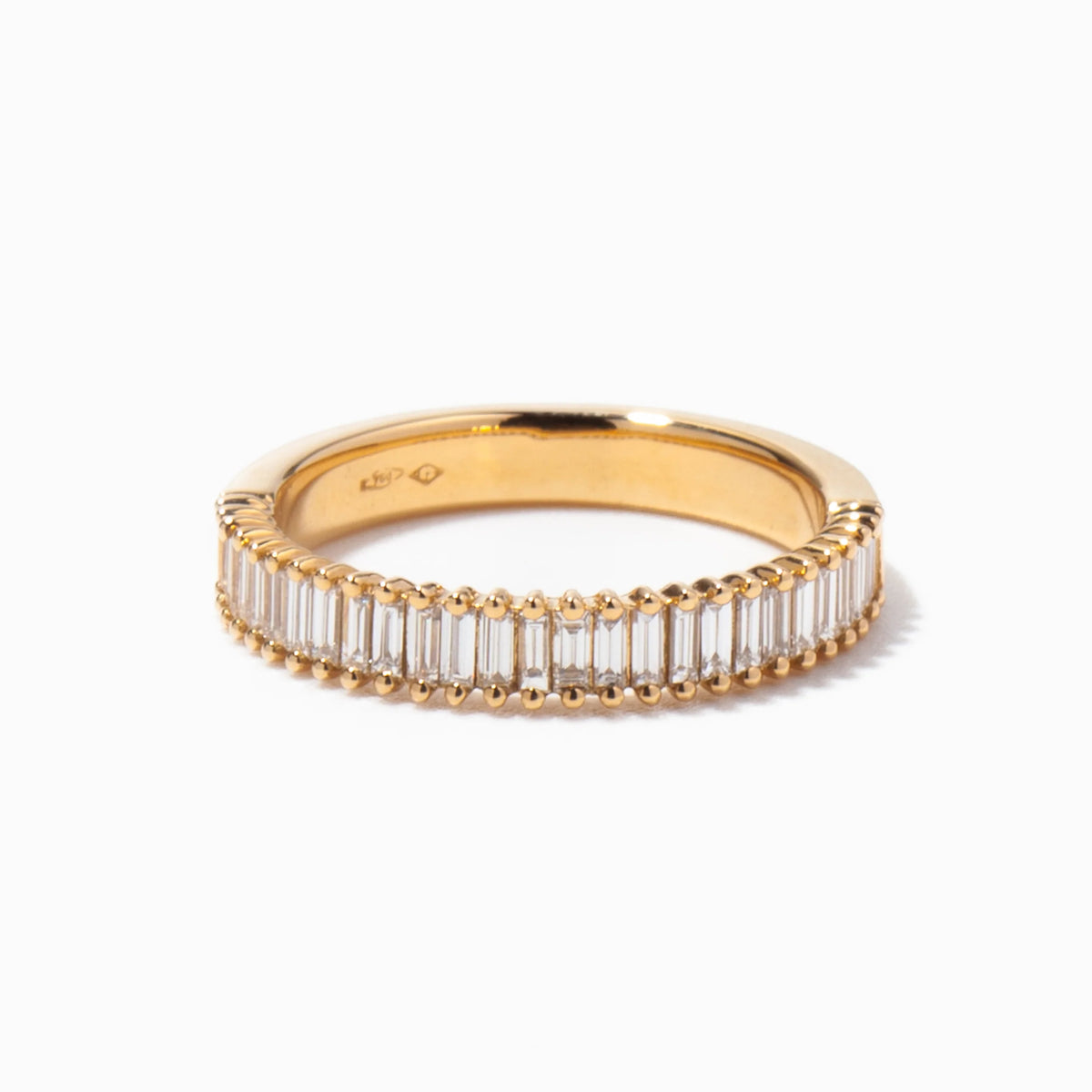 0.55 TCW Baguette CVD Diamond Half Eternity Wedding Band