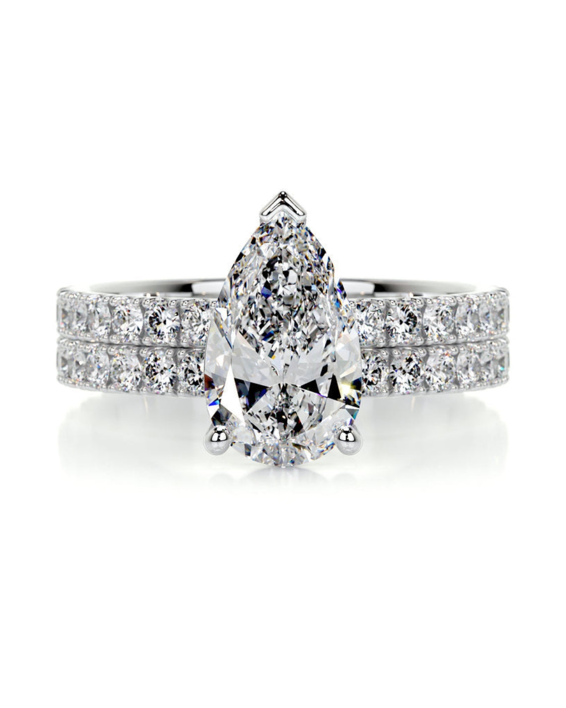 2.0 CT Pear Solitaire & Pave F-VS Loose Diamond Bridal Set - Camila Brown