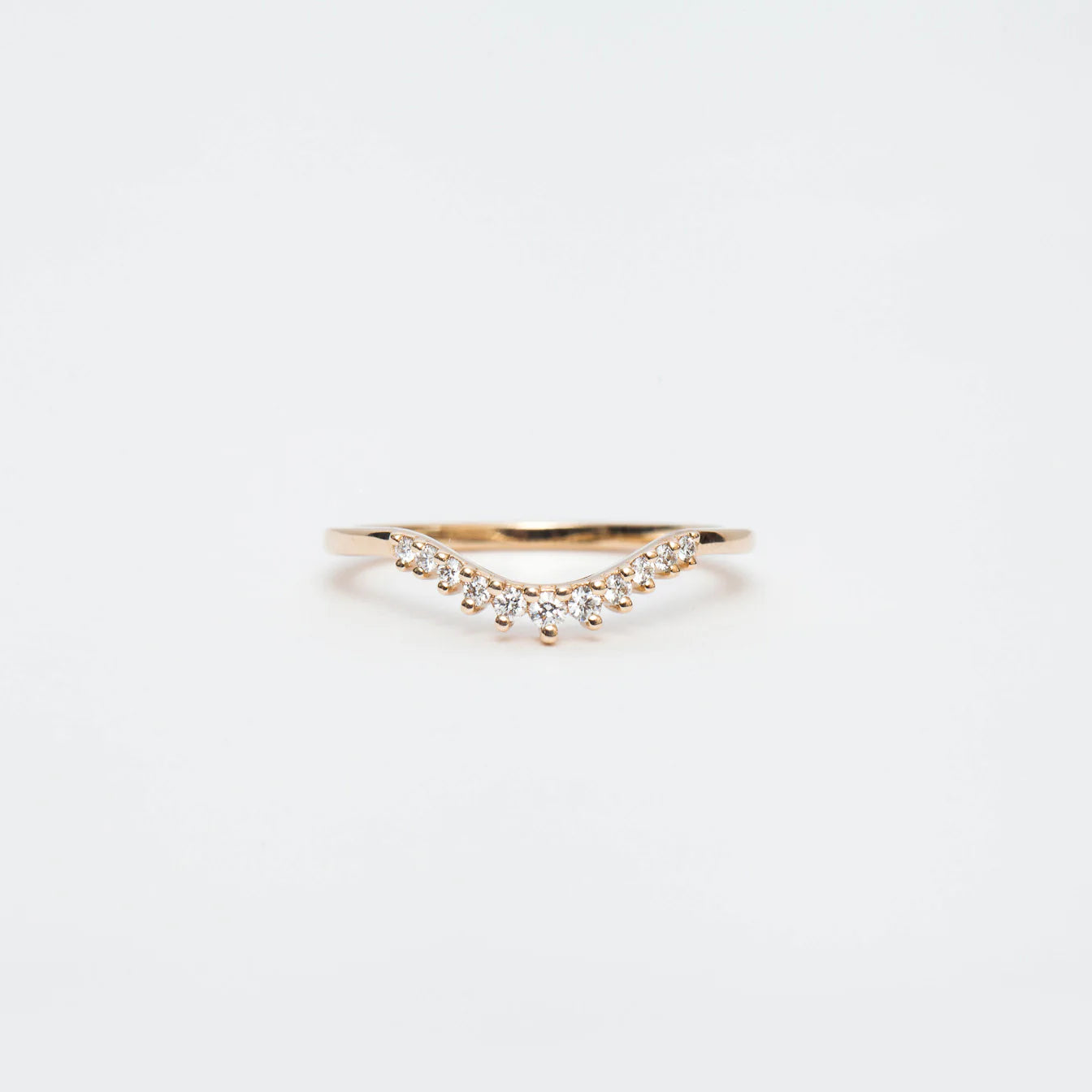 0.13 TCW Round CVD Diamond Curved Wedding Band