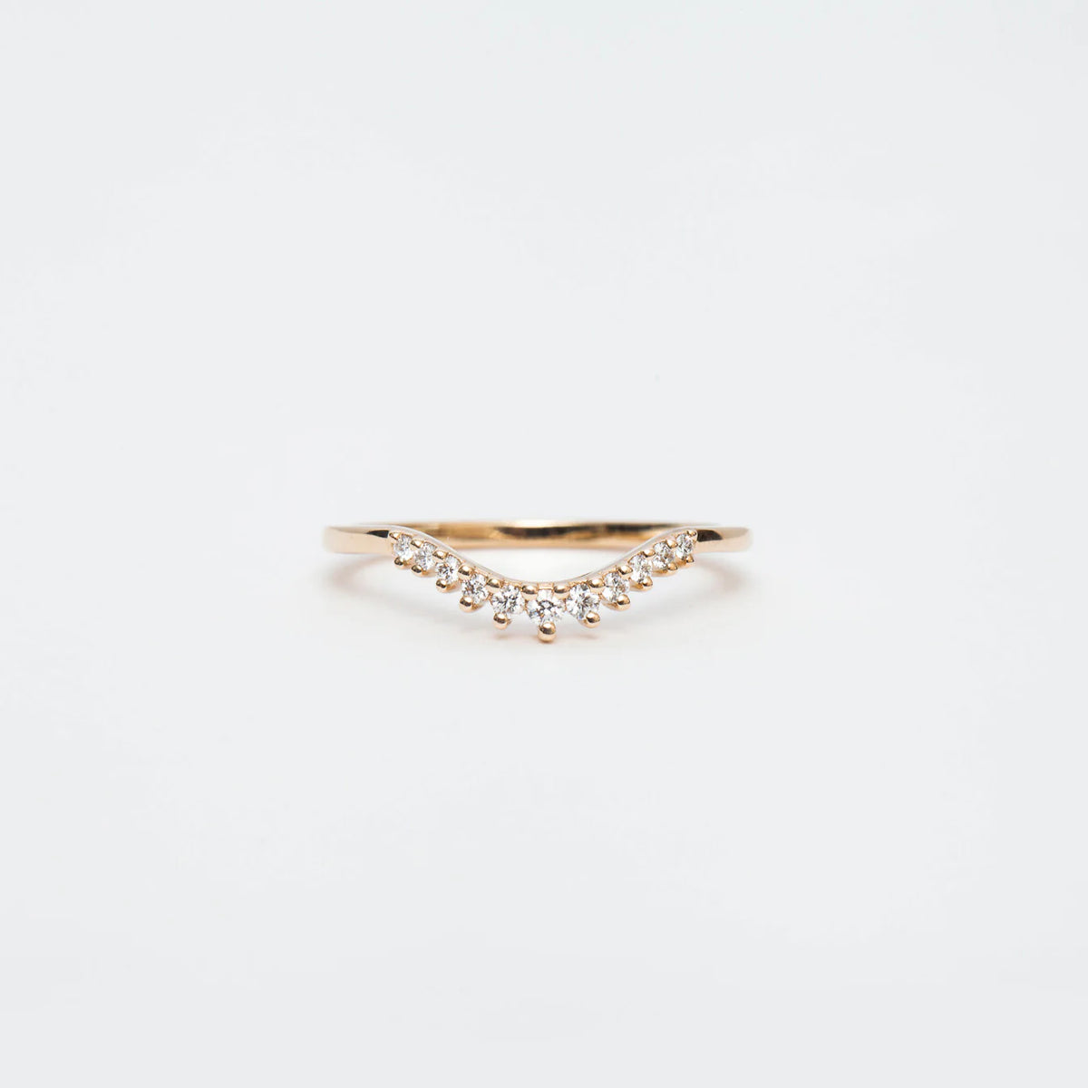 0.13 TCW Round CVD Diamond Curved Wedding Band