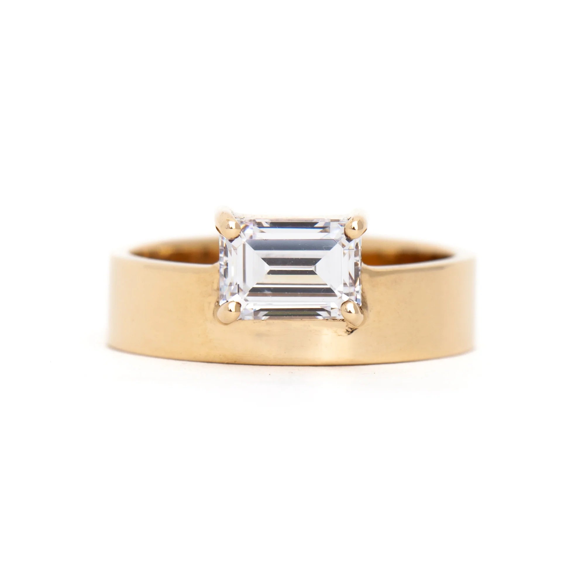 1.0  -2.0 CT Emerald CVD Diamond Solitaire Engagement Ring