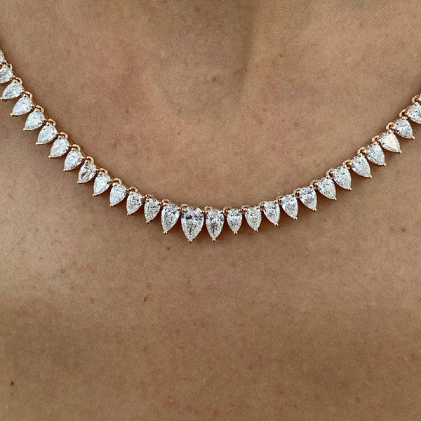 Pear Lab Grown Diamond Tennis Necklace