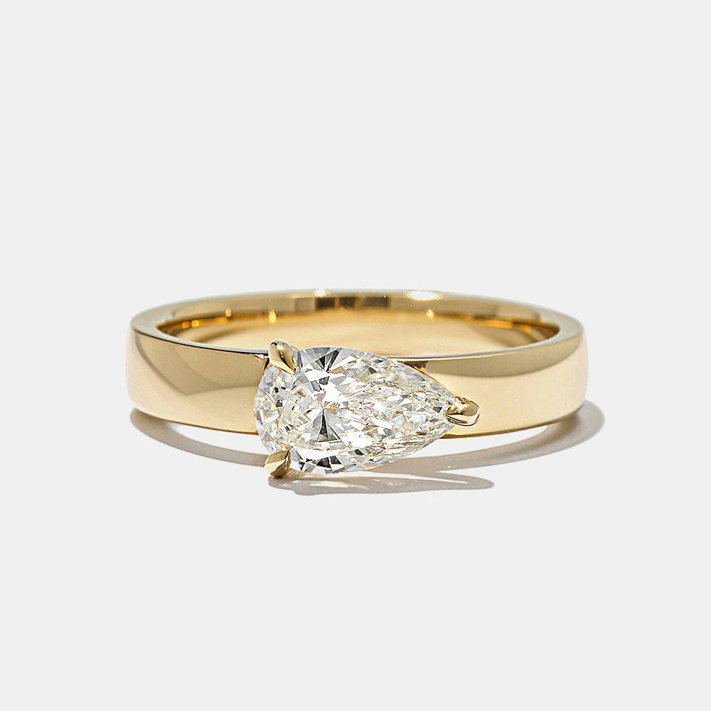 0.75 -2.50 CT Pear CVD Diamond Solitaire Engagement Ring