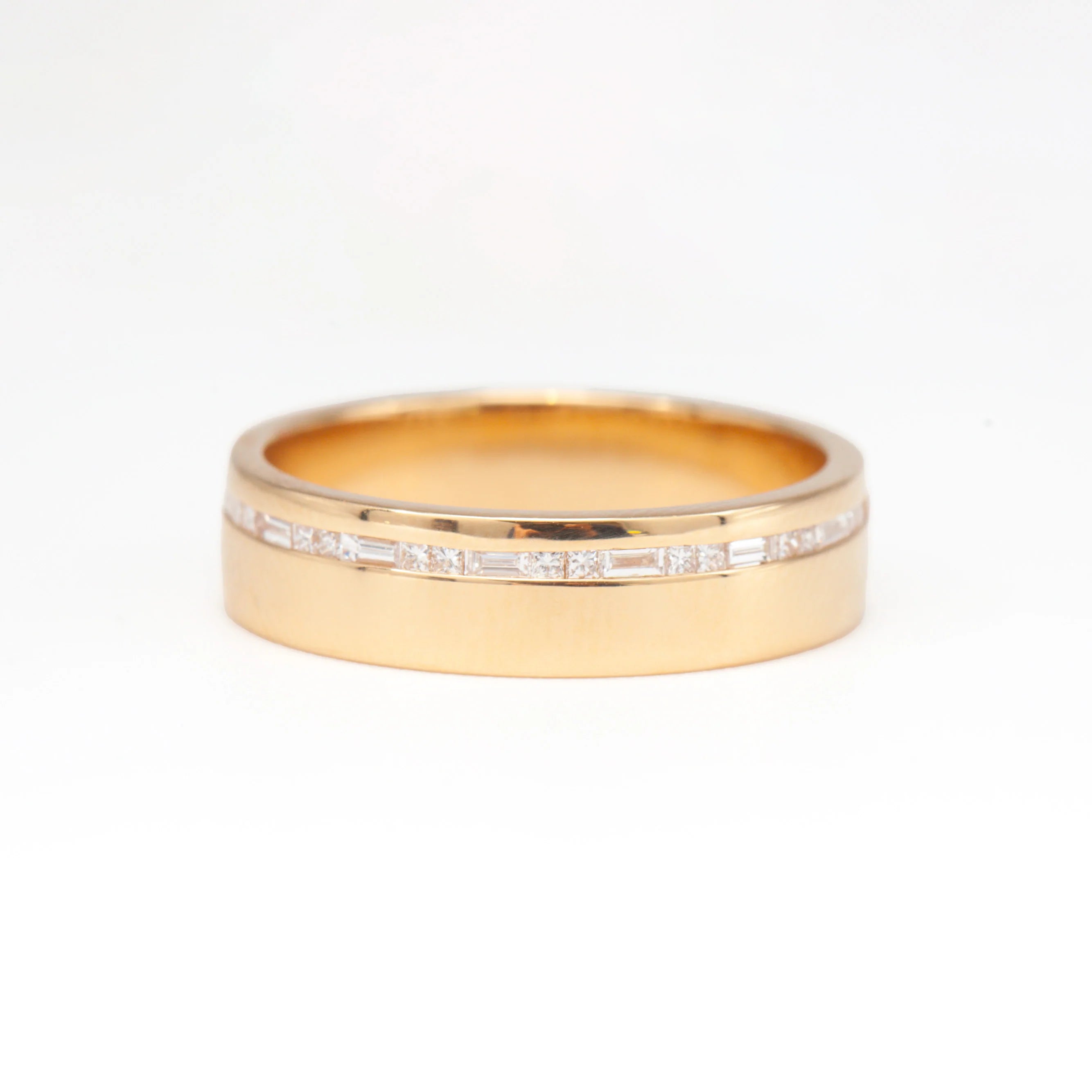 0.22 TCW Princess and Baguette CVD Diamond channel Wedding Band