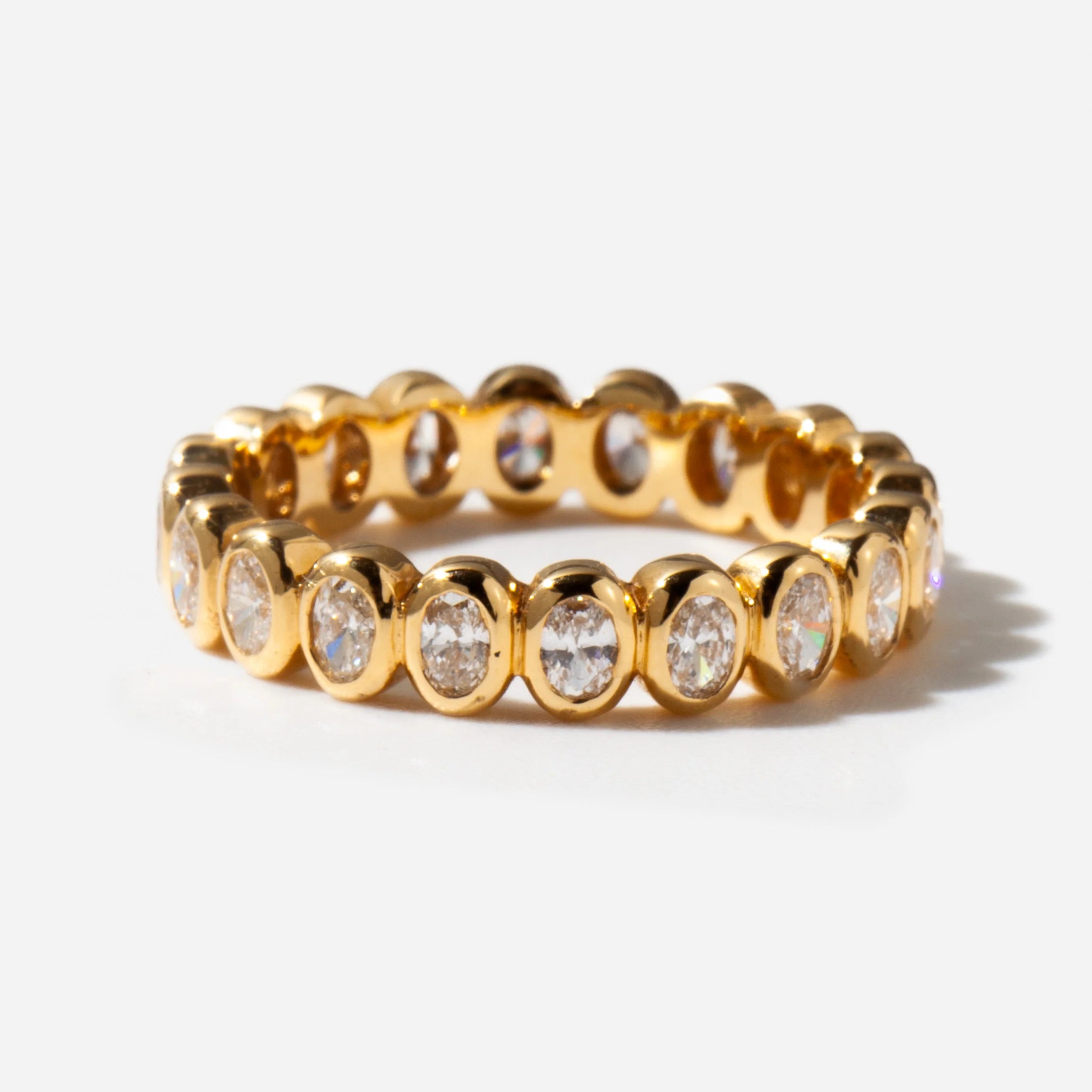 1.0 TCW Oval CVD Diamond Bezel Eternity Wedding Band