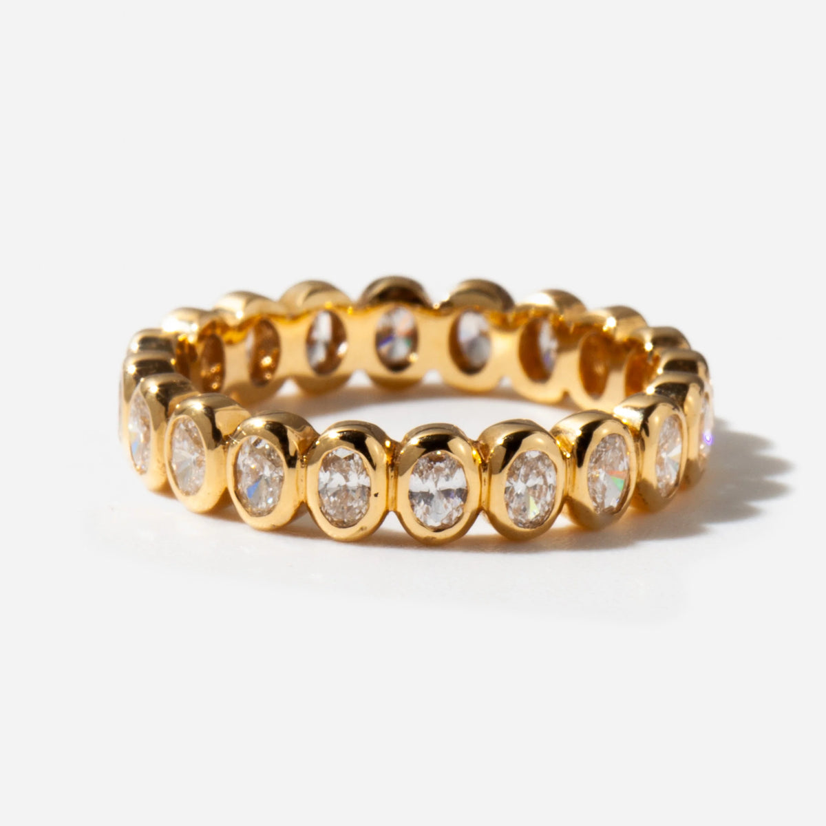 1.0 TCW Oval CVD Diamond Bezel Eternity Wedding Band