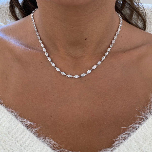 Marquise Lab Grown Diamond Tennis Necklace