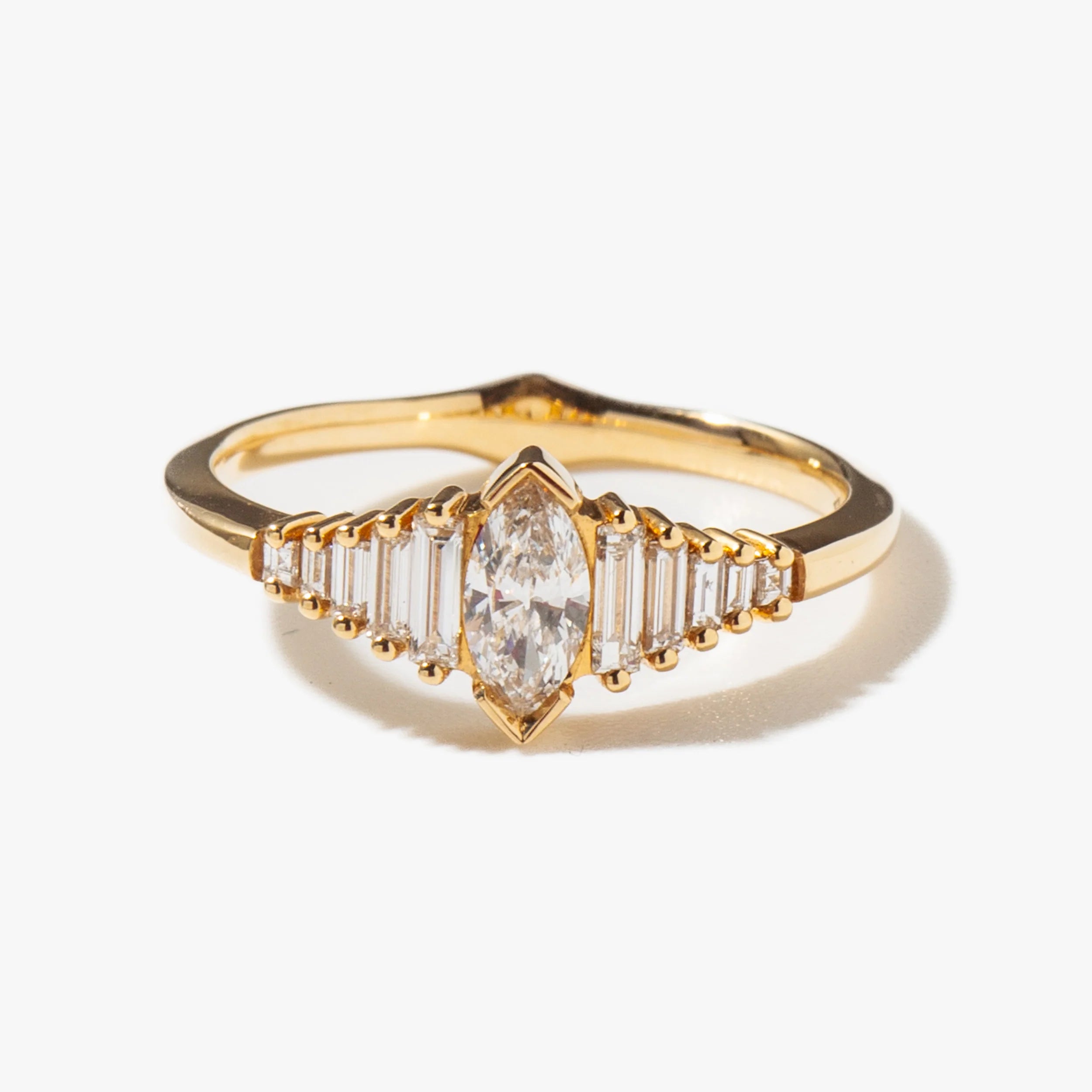 0.50 -2.50 CT Marquise CVD Diamond Pave Engagement Ring